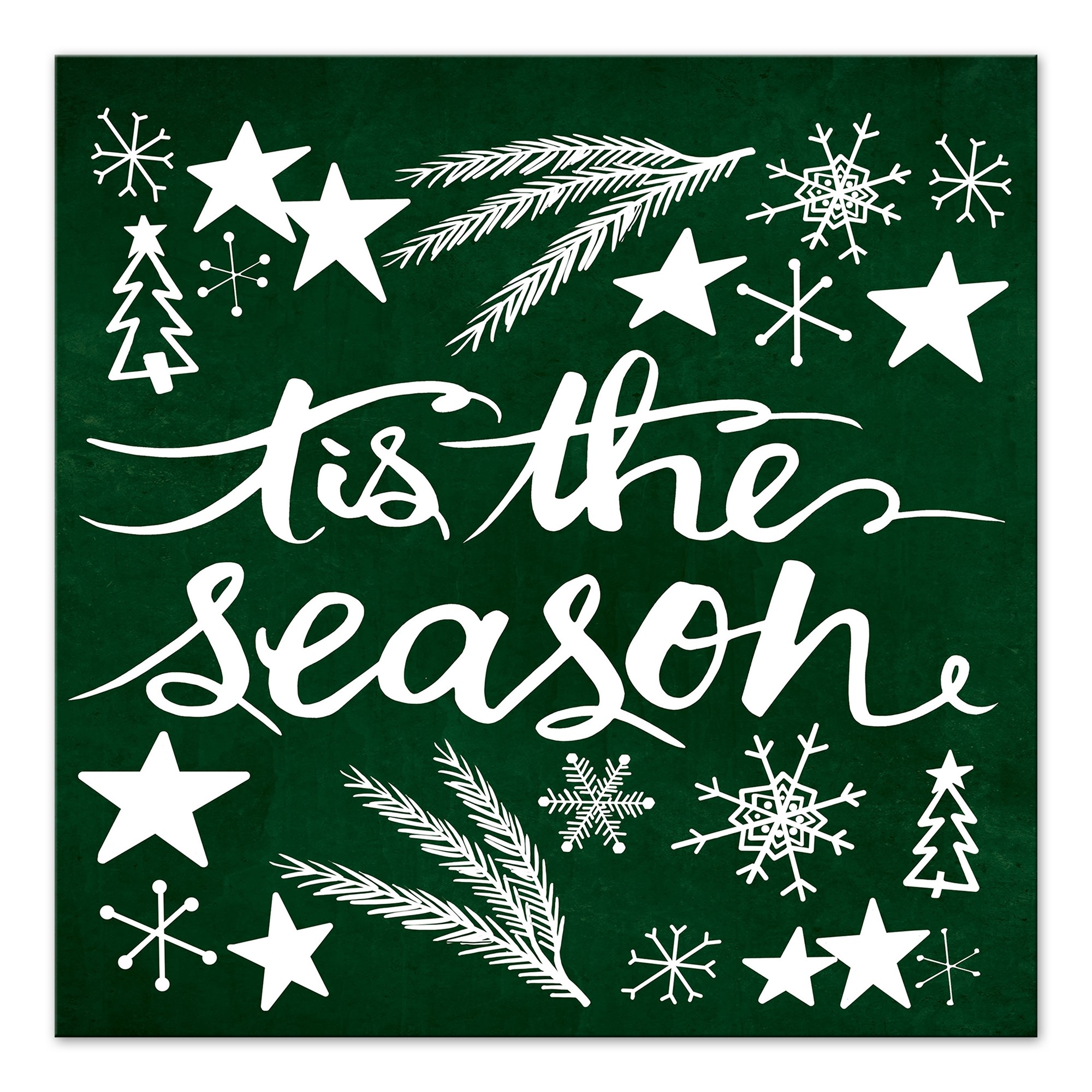Forest Green Tis The Season 16x16 Canvas Wall Art