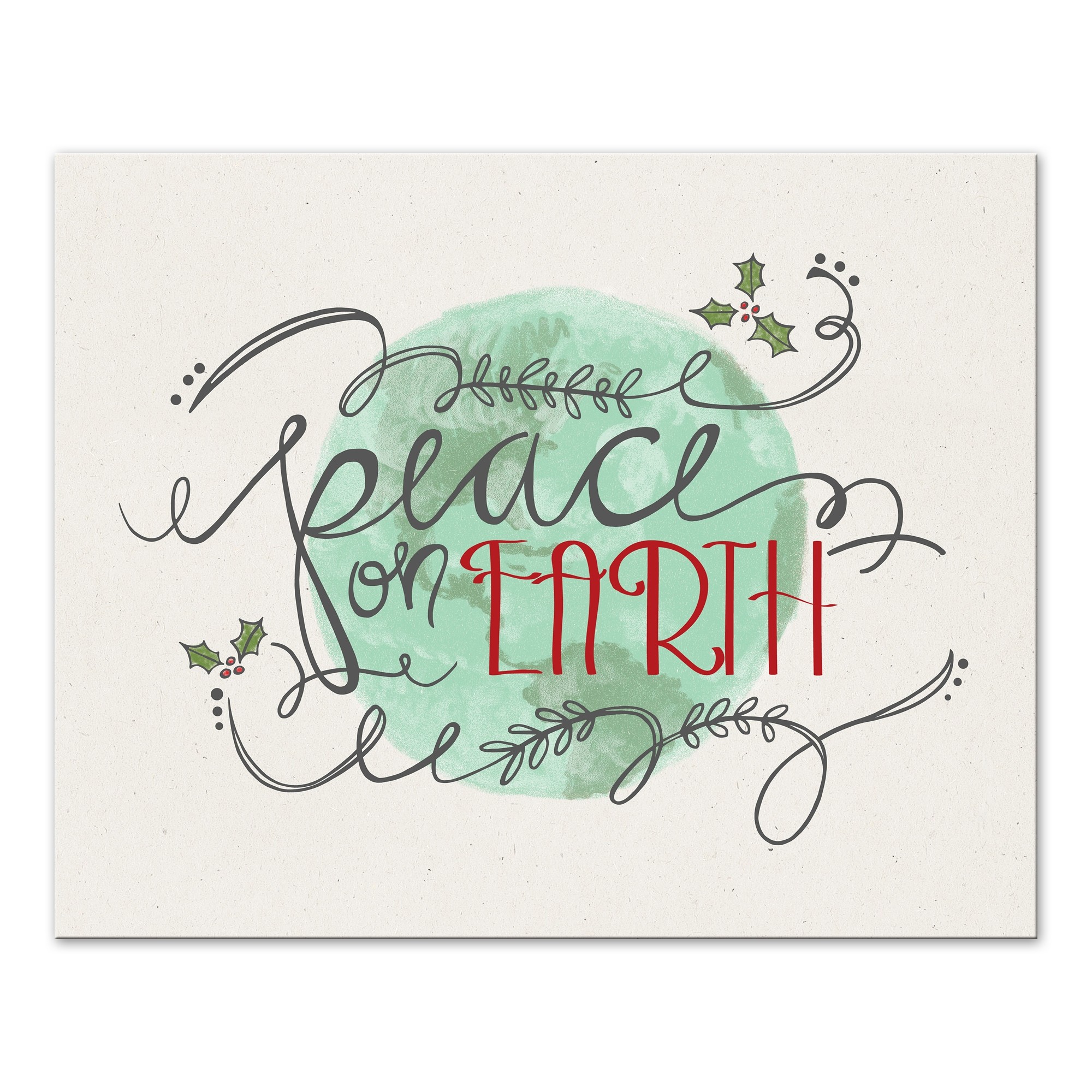 Peace On Earth Typography 20x16 Canvas Wall Art