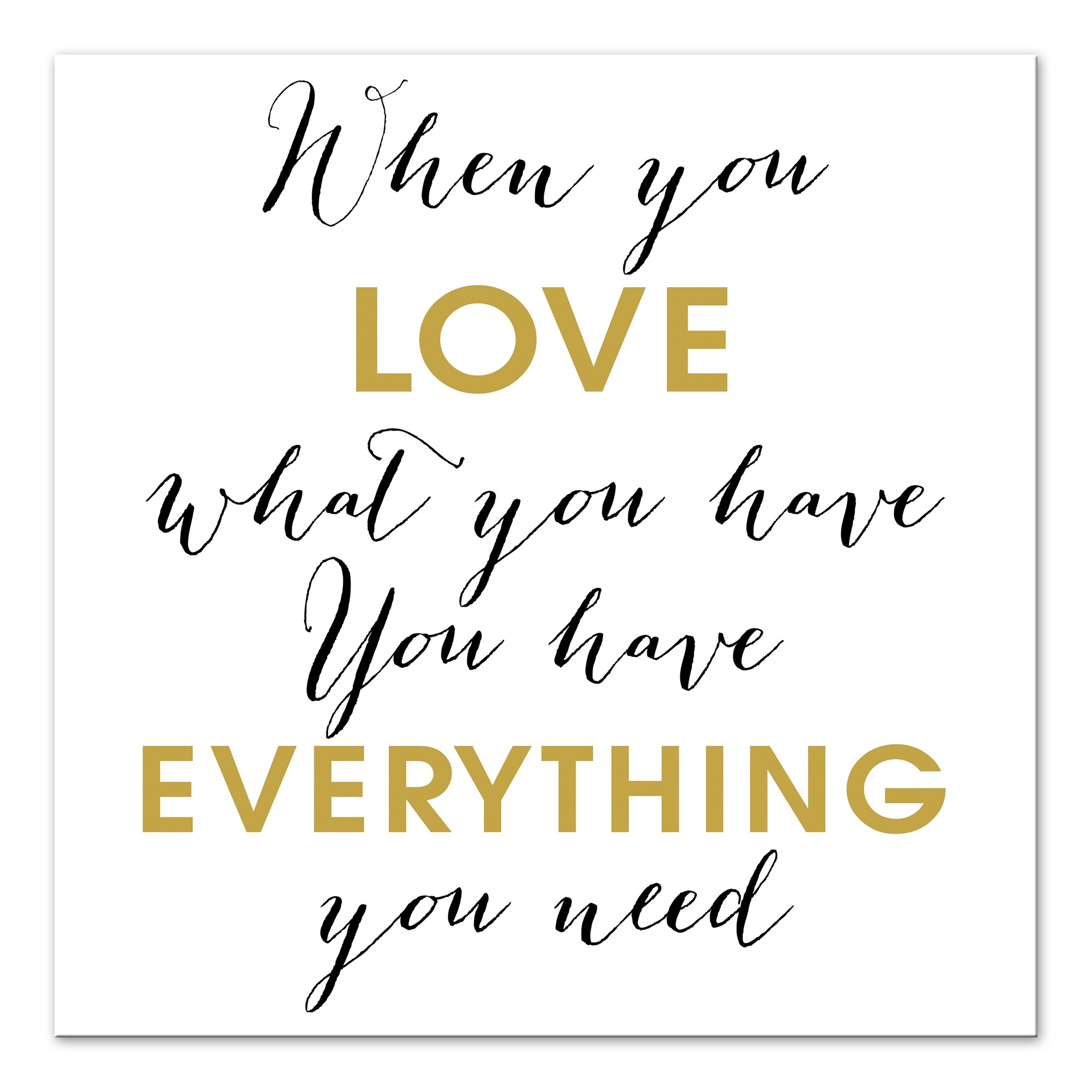 When You Love Gold Script Canvas Wall Art