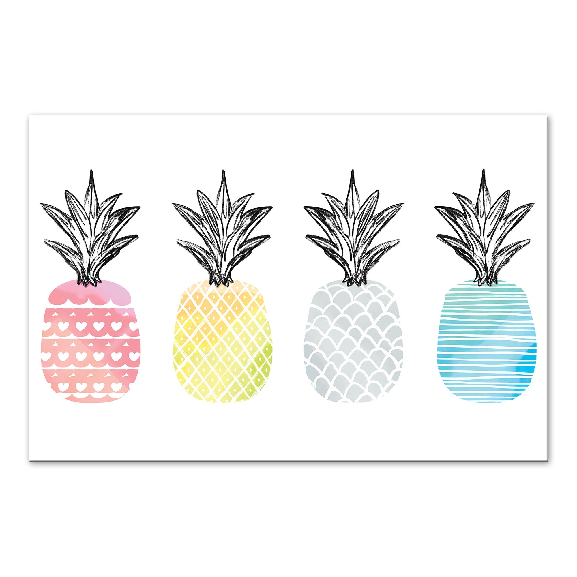 Watercolor Pineapples 18x12 Outdoor Canvas Wall Art