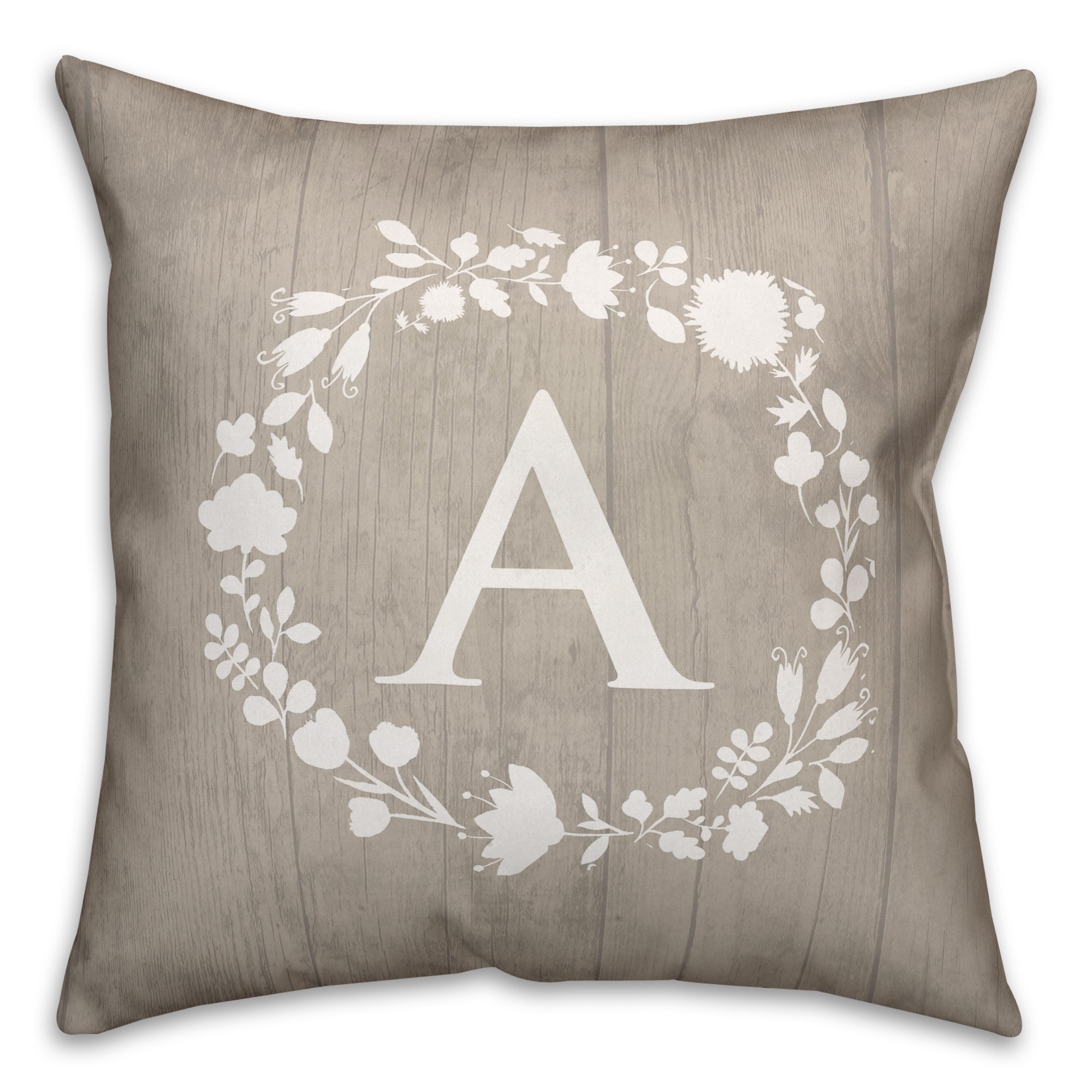 Rustic Wreath Monogram  Pillow