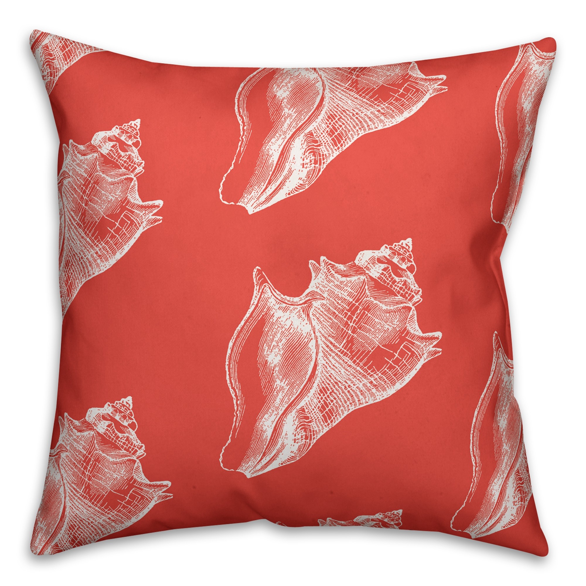 Coastal Coral Shells 18x18 Faux Suede Throw Pillow