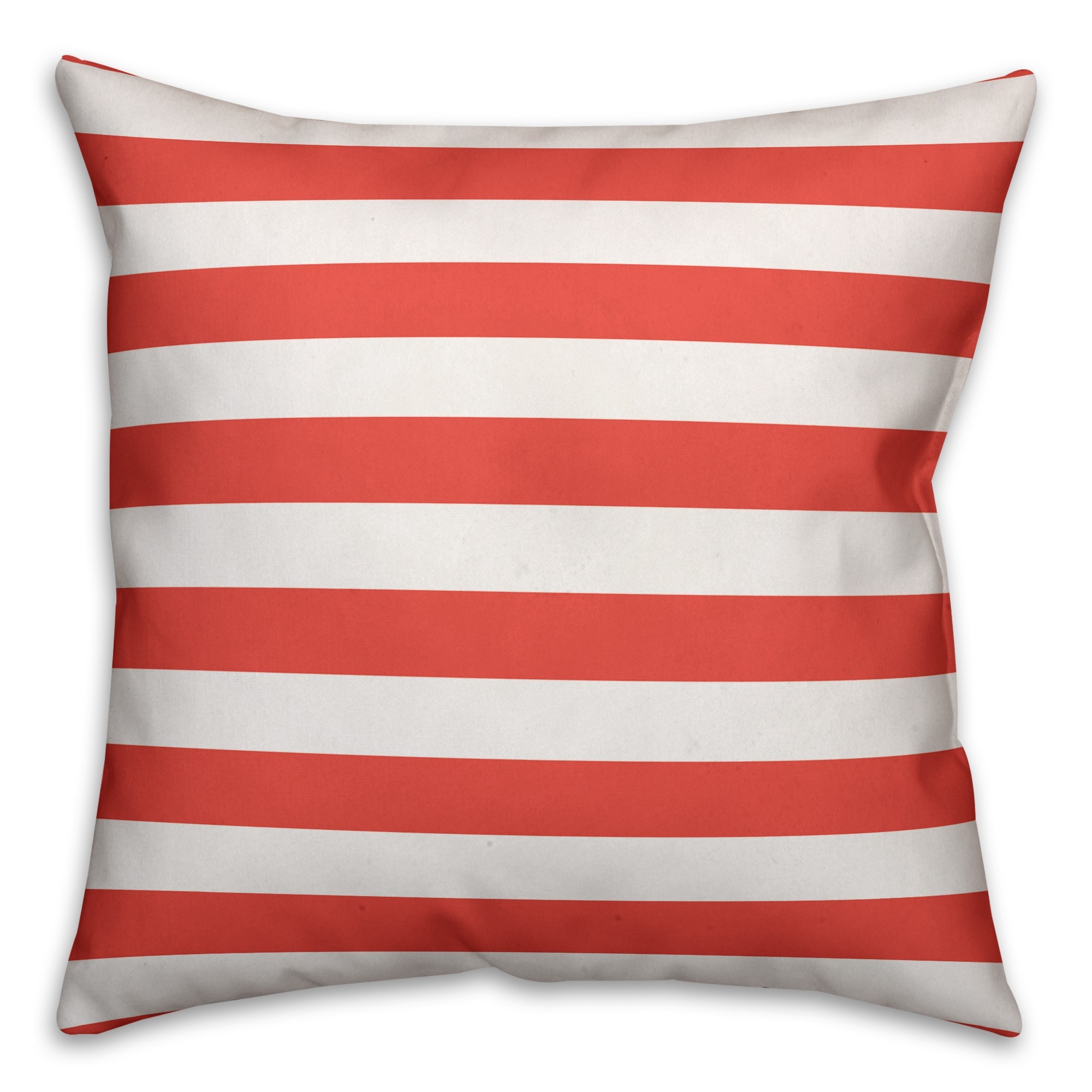 Coastal Coral Stripes 18x18 Faux Suede Throw Pillow