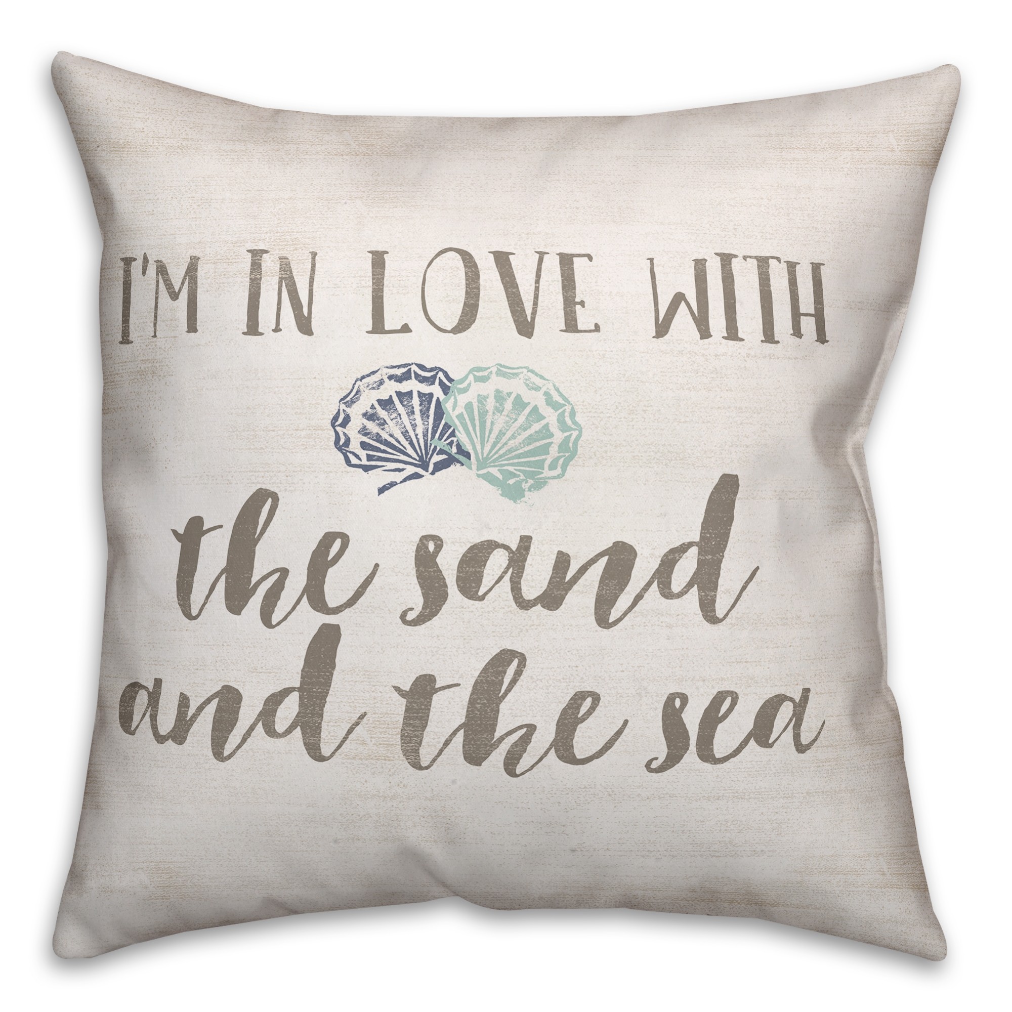 Coastal Beach Love 18x18 Faux Suede Throw Pillow