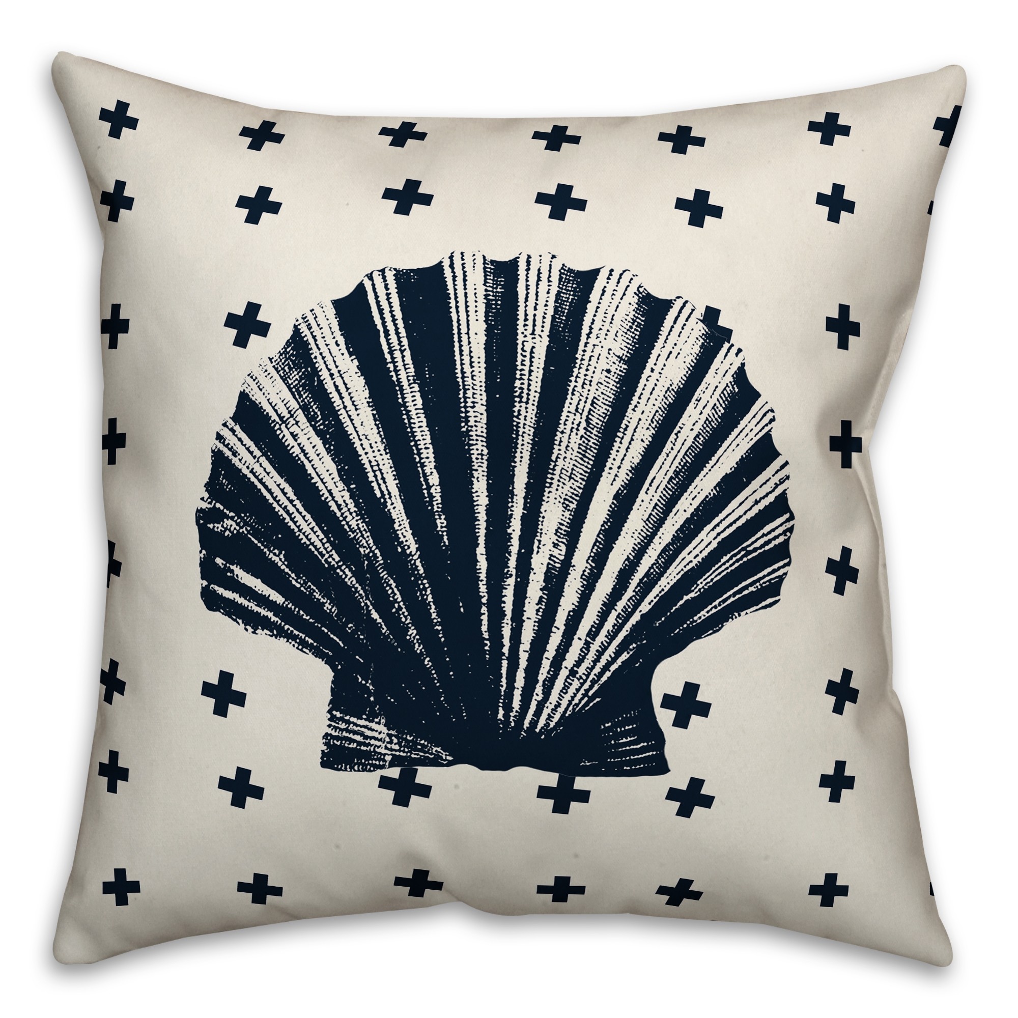 Nautical Navy Shell 18x18 Faux Suede Throw Pillow