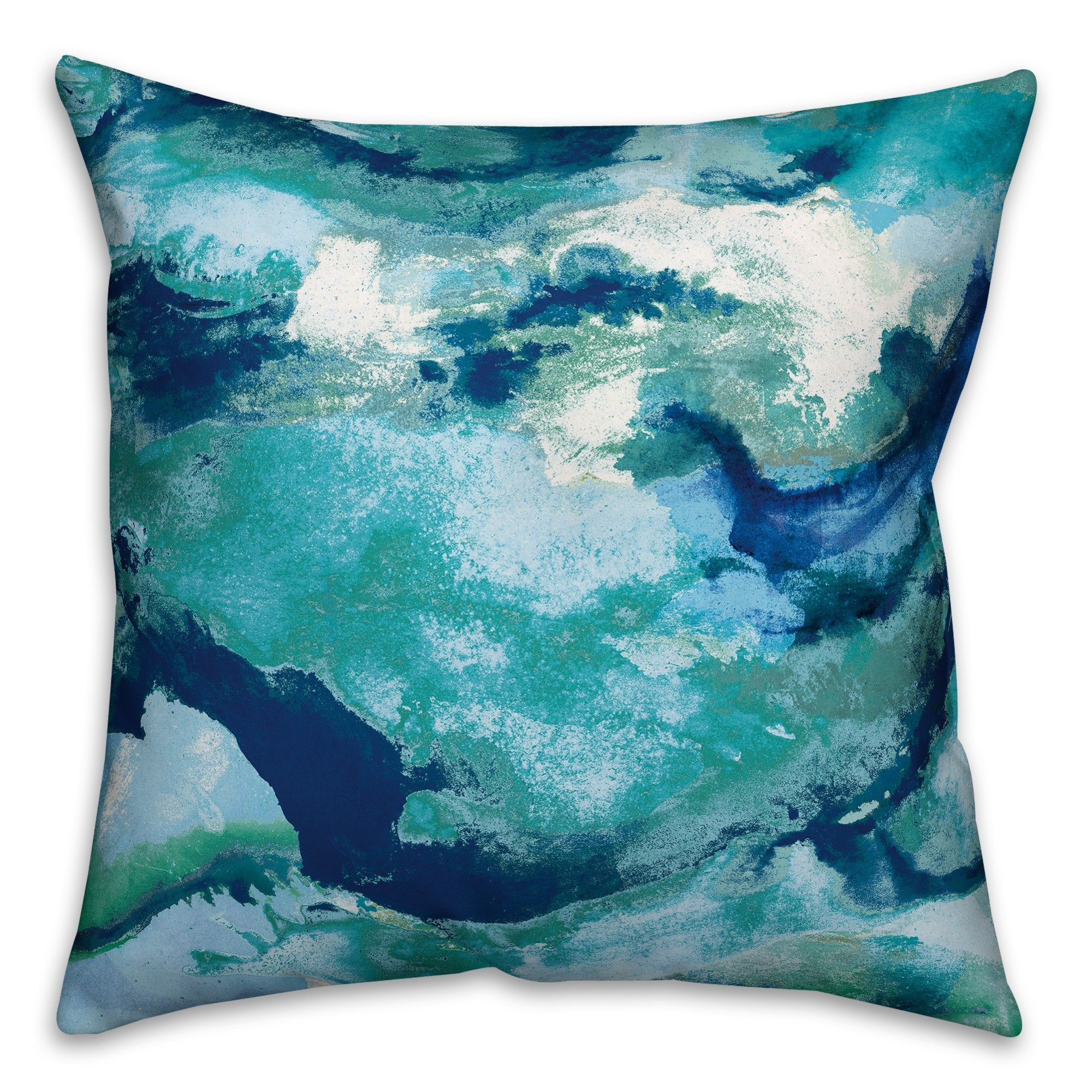 Coastal Watercolor Waves 18x18 Spun Poly Pillow