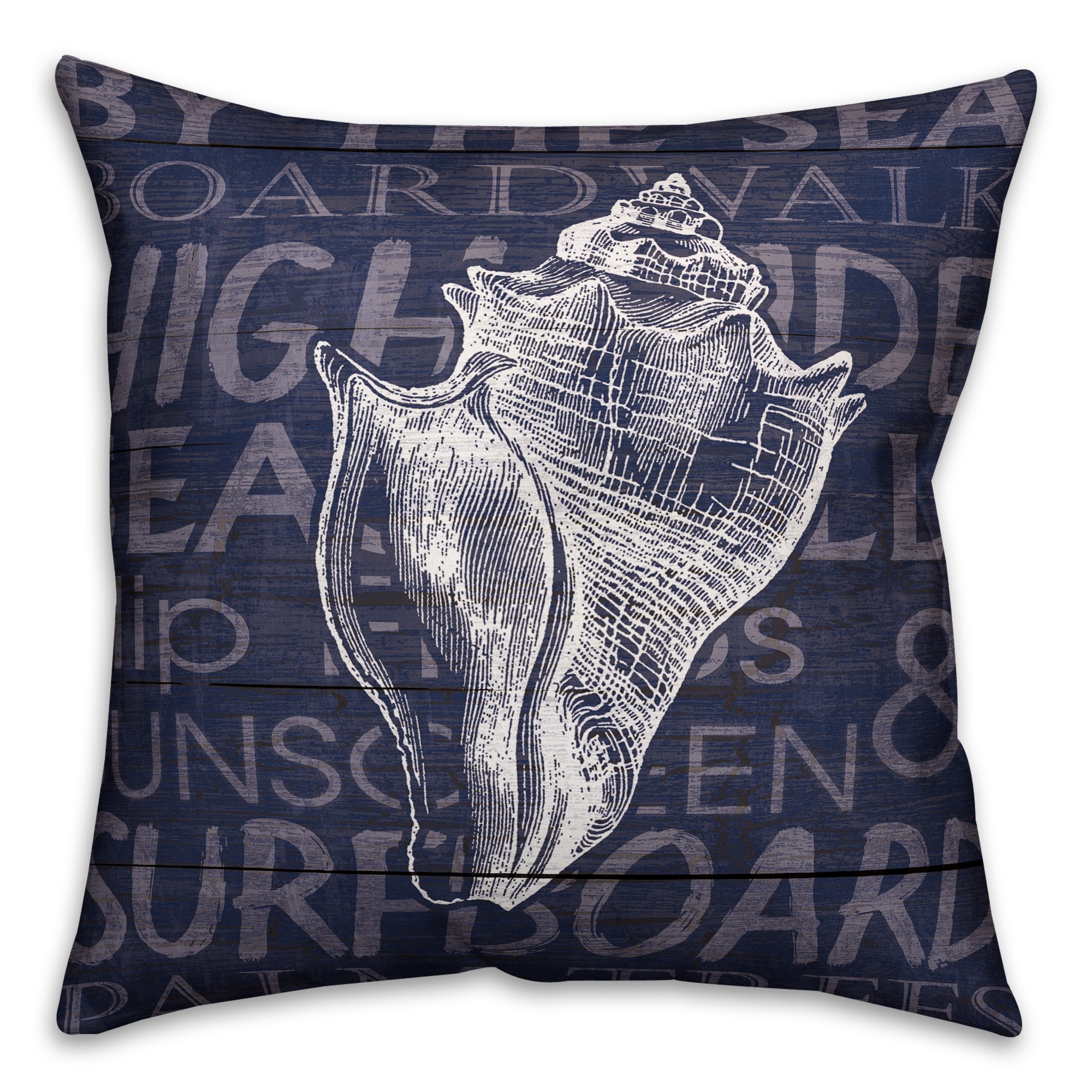 Coastal Beach Words 18x18 Faux Suede Throw Pillow