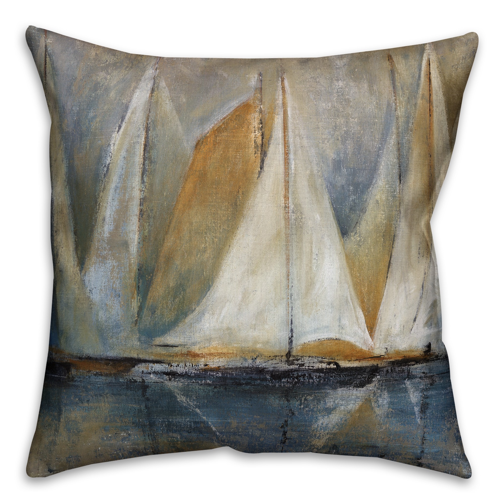 Sailboats on Water 18x18 Faux Suede Throw Pillow