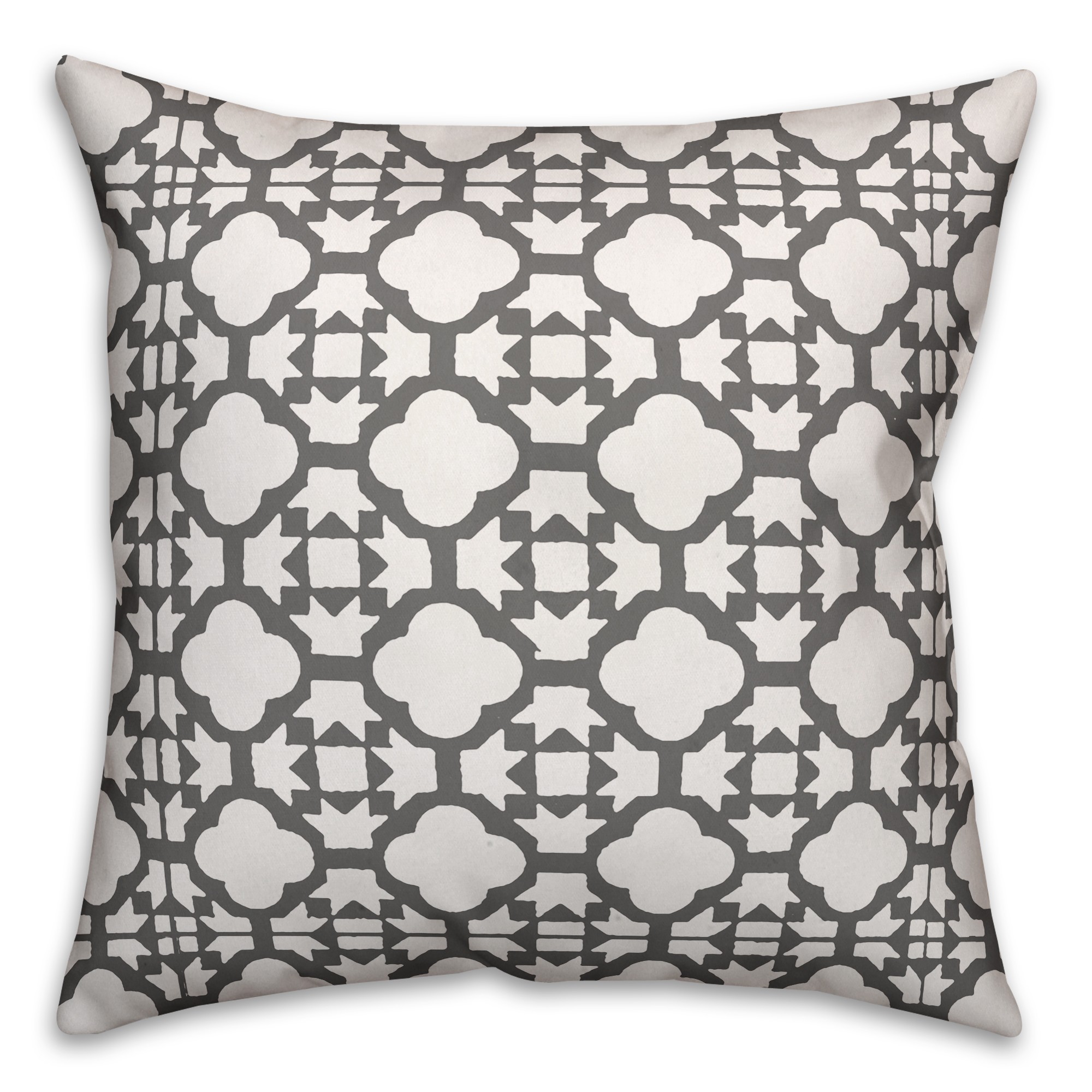 Gray Morrocan Pattern 18x18 Faux Suede Throw Pillow