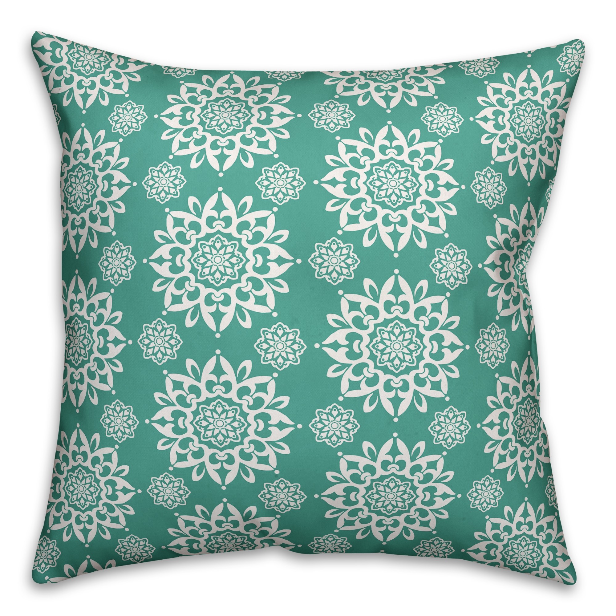 Mint Mandala 18x18 Faux Suede Throw Pillow