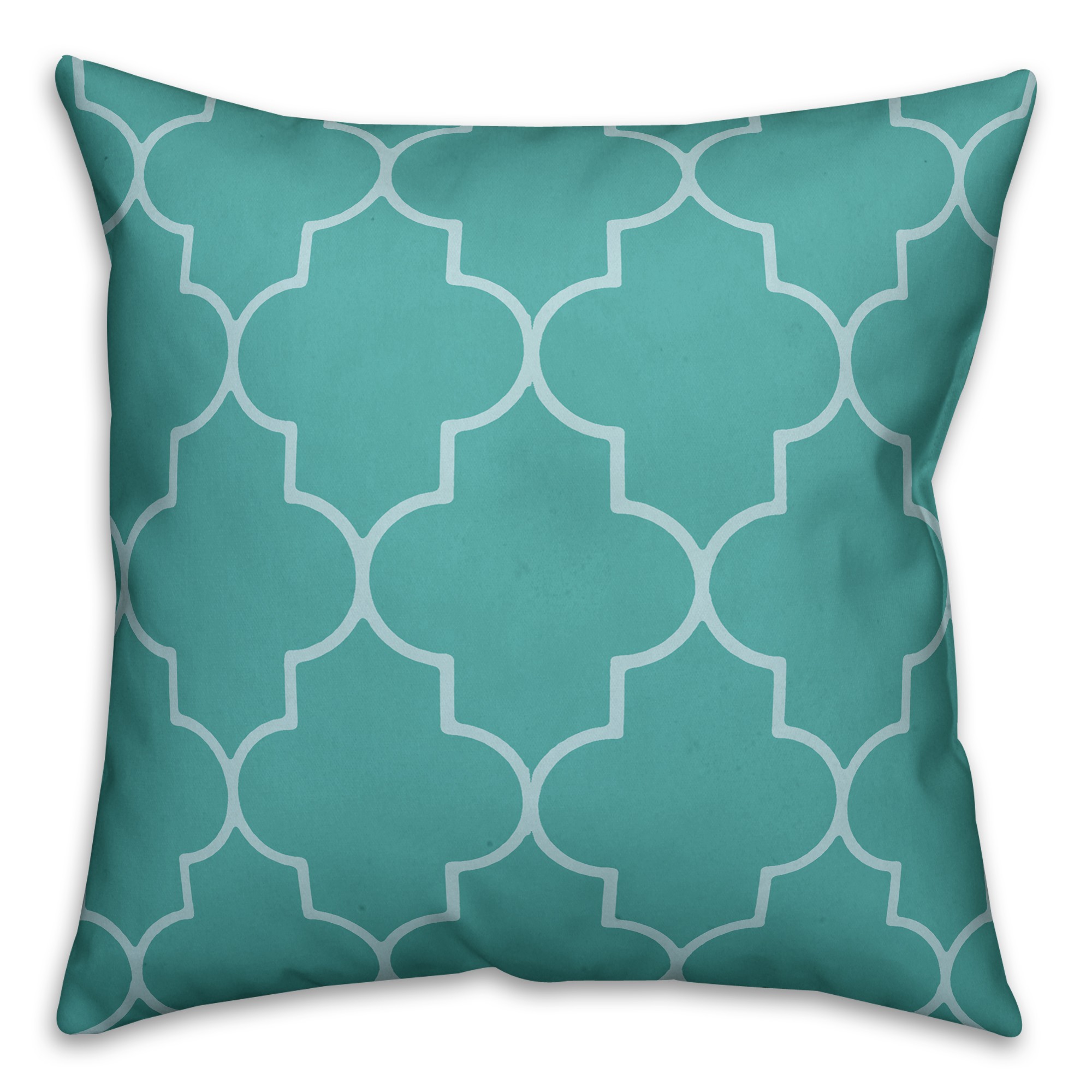Teal Quatrefoil 18x18 Faux Suede Throw Pillow
