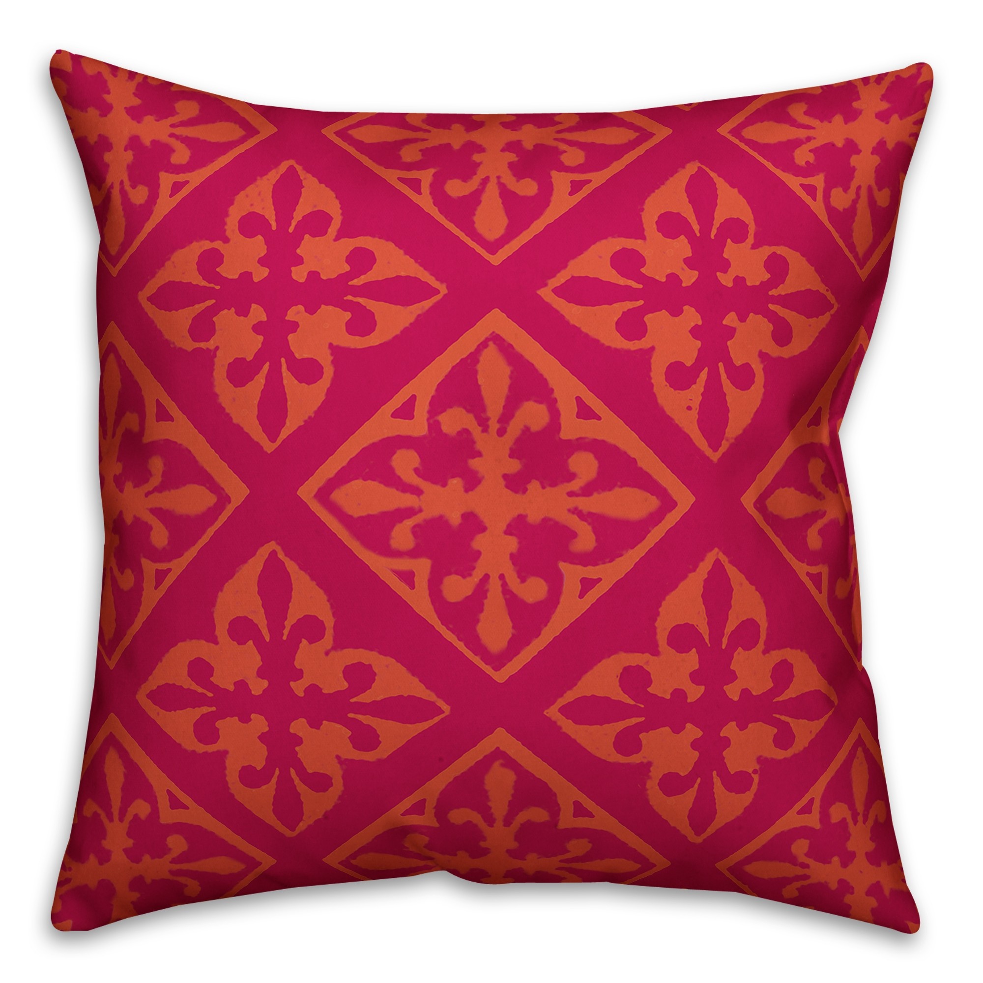 Pink and Orange Boho Tribal 18x18 Faux Suede Throw Pillow