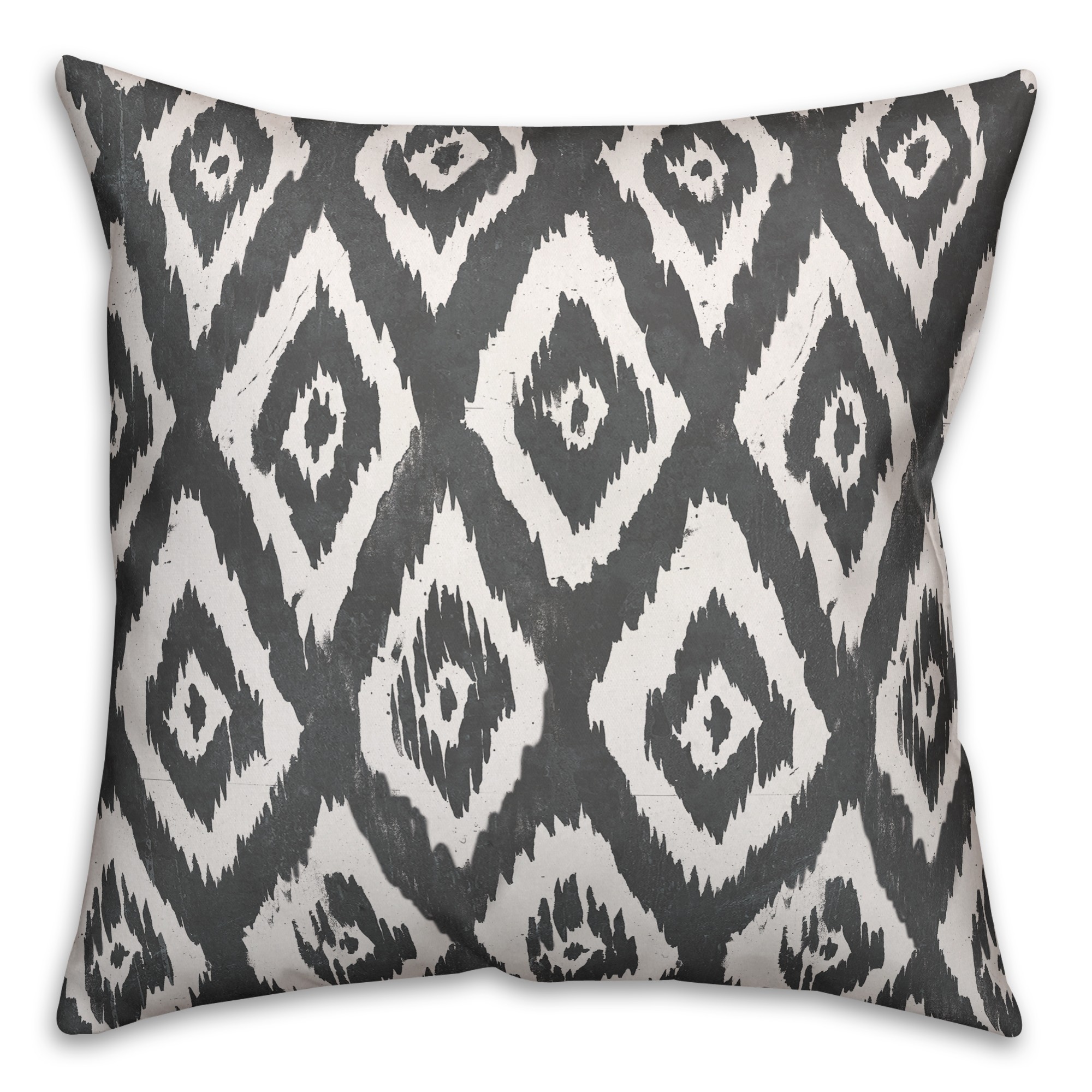 Gray Tribal Ikat 18x18 Faux Suede Throw Pillow Front