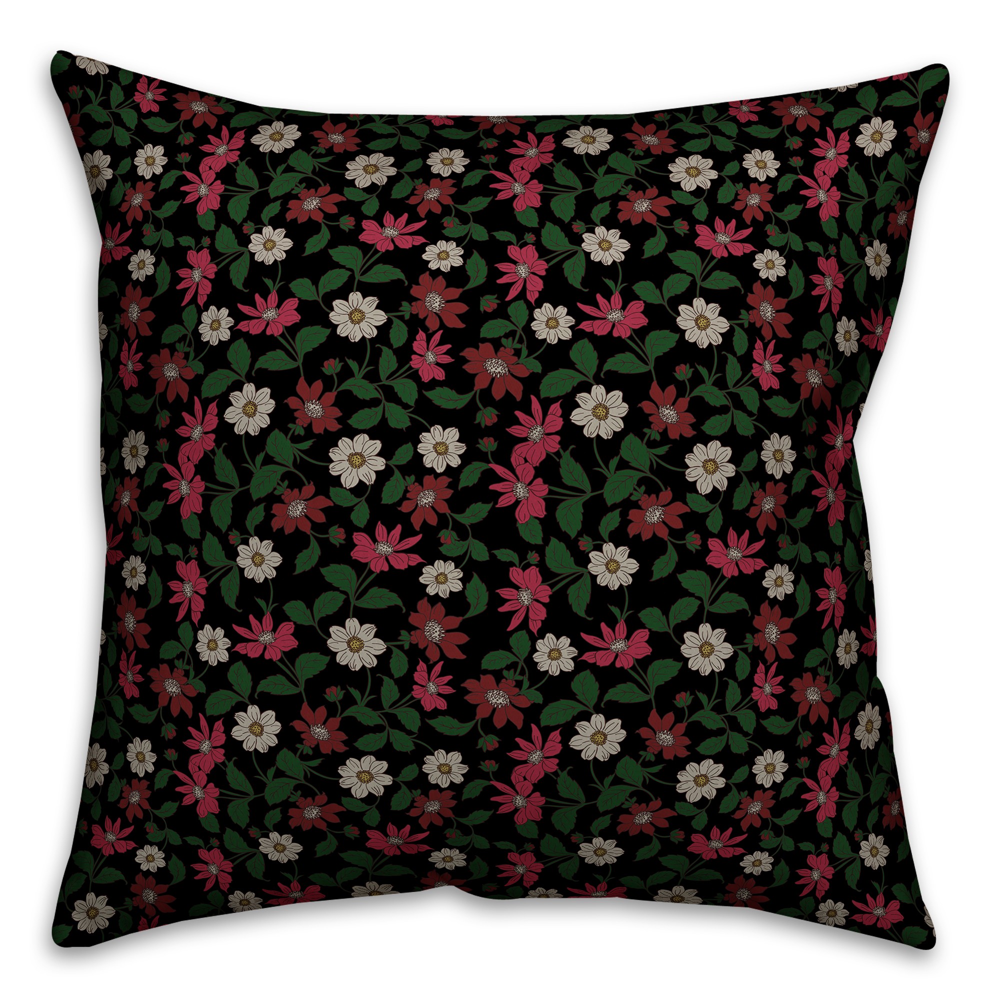 Floral Garden 18x18 Faux Suede Throw Pillow Front