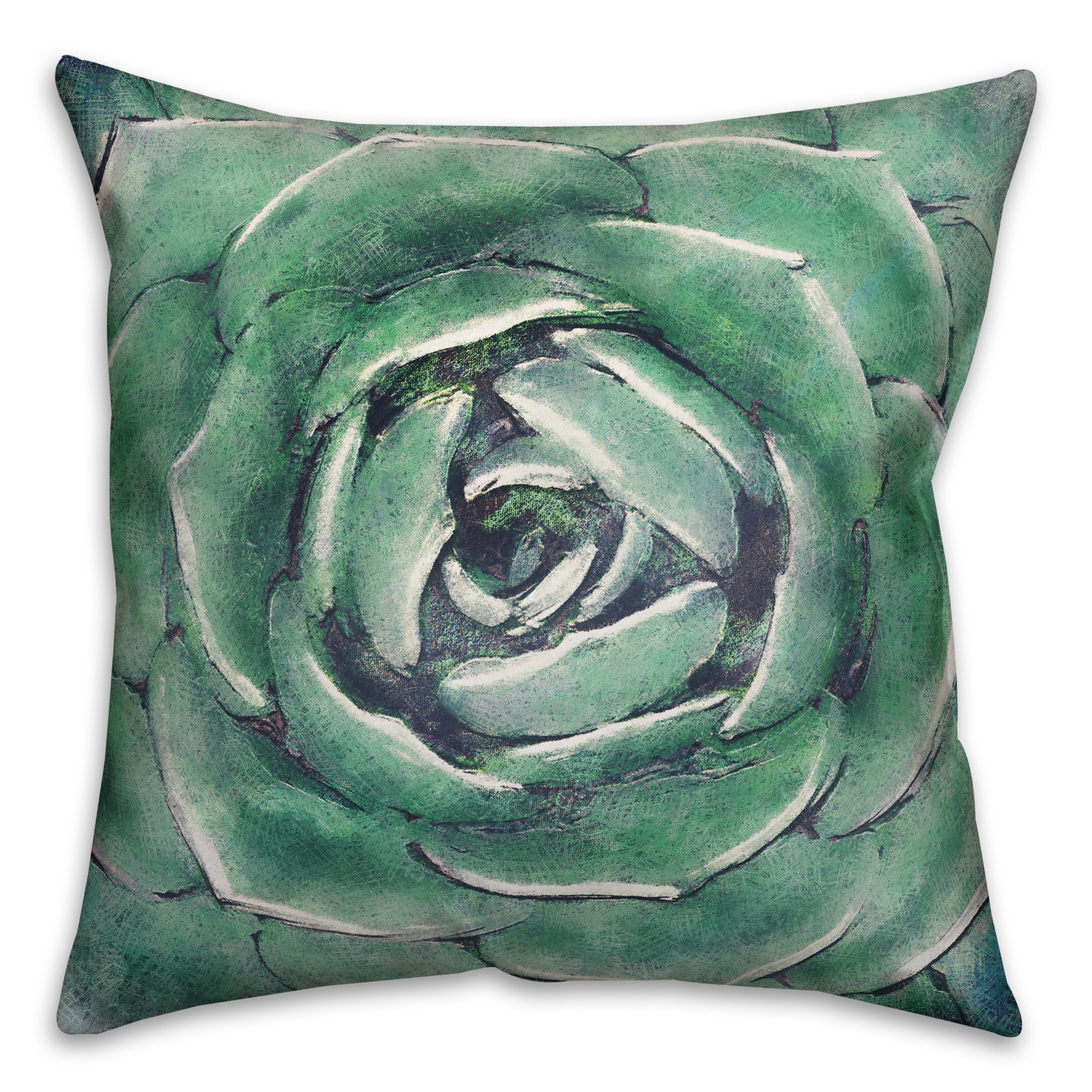 Light Emerald Succulent 18x18 Faux Suede Throw Pillow Front