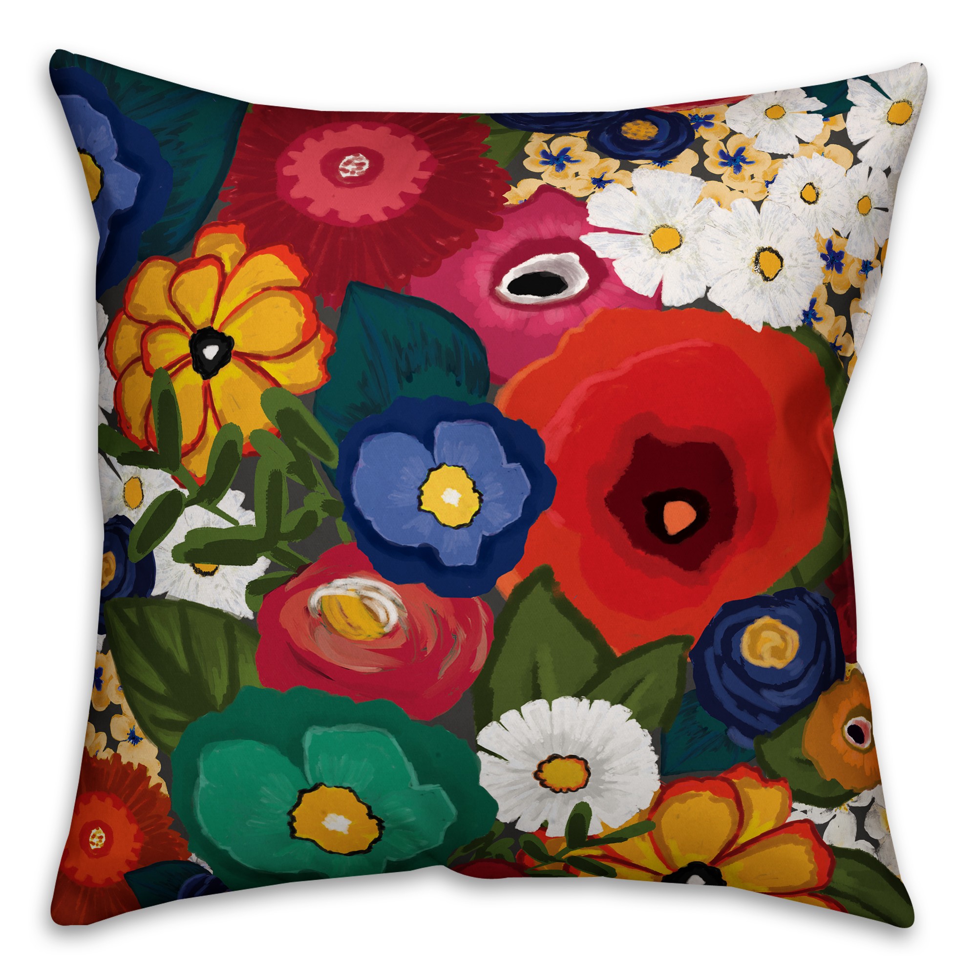 Modern Summer Garden 18x18 Faux Suede Throw Pillow Front