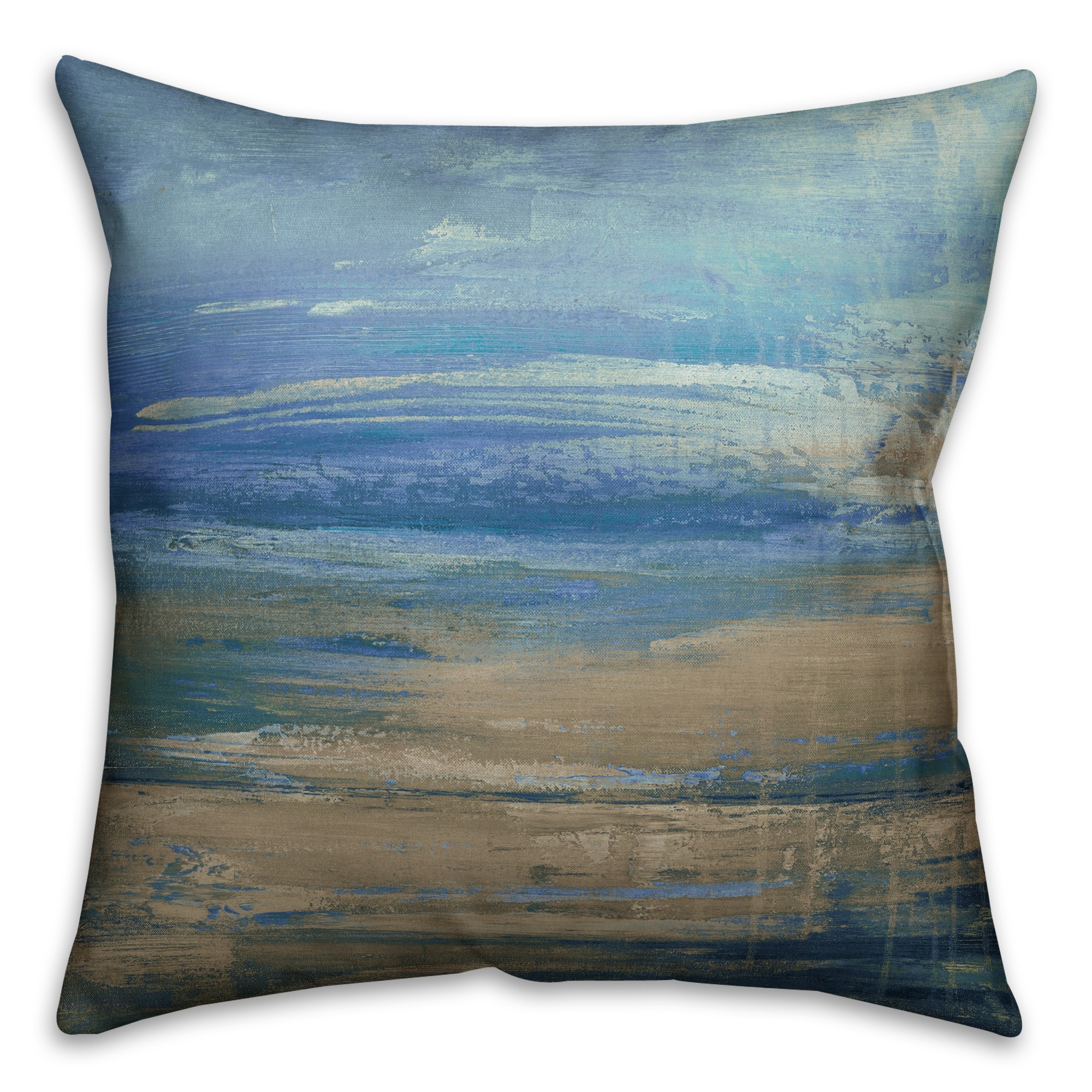 Coastal Tones 18x18 Abstract Faux Suede Throw Pillow