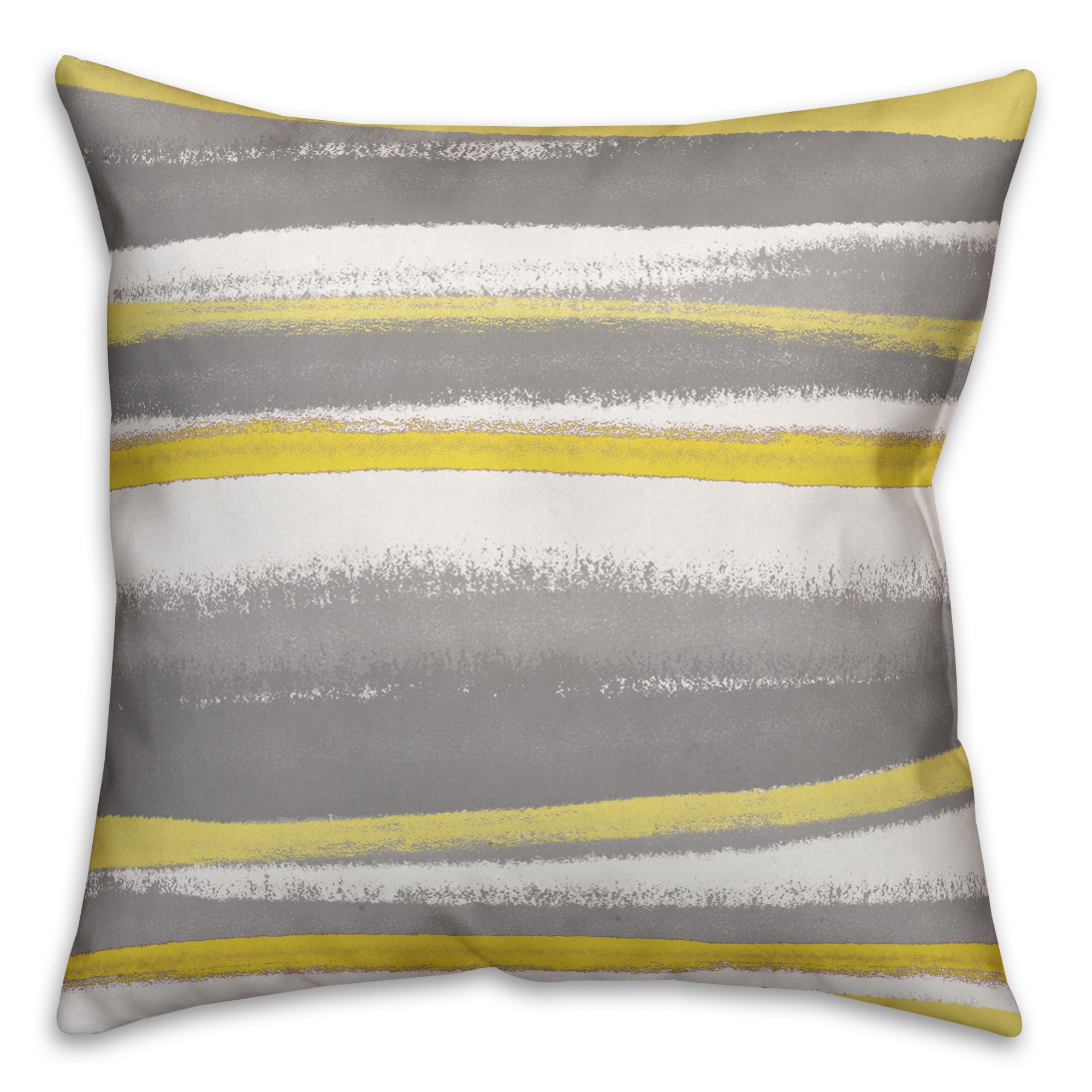 Yellow and Gray Stripes 18x18 Abstract Faux Suede Throw Pillow