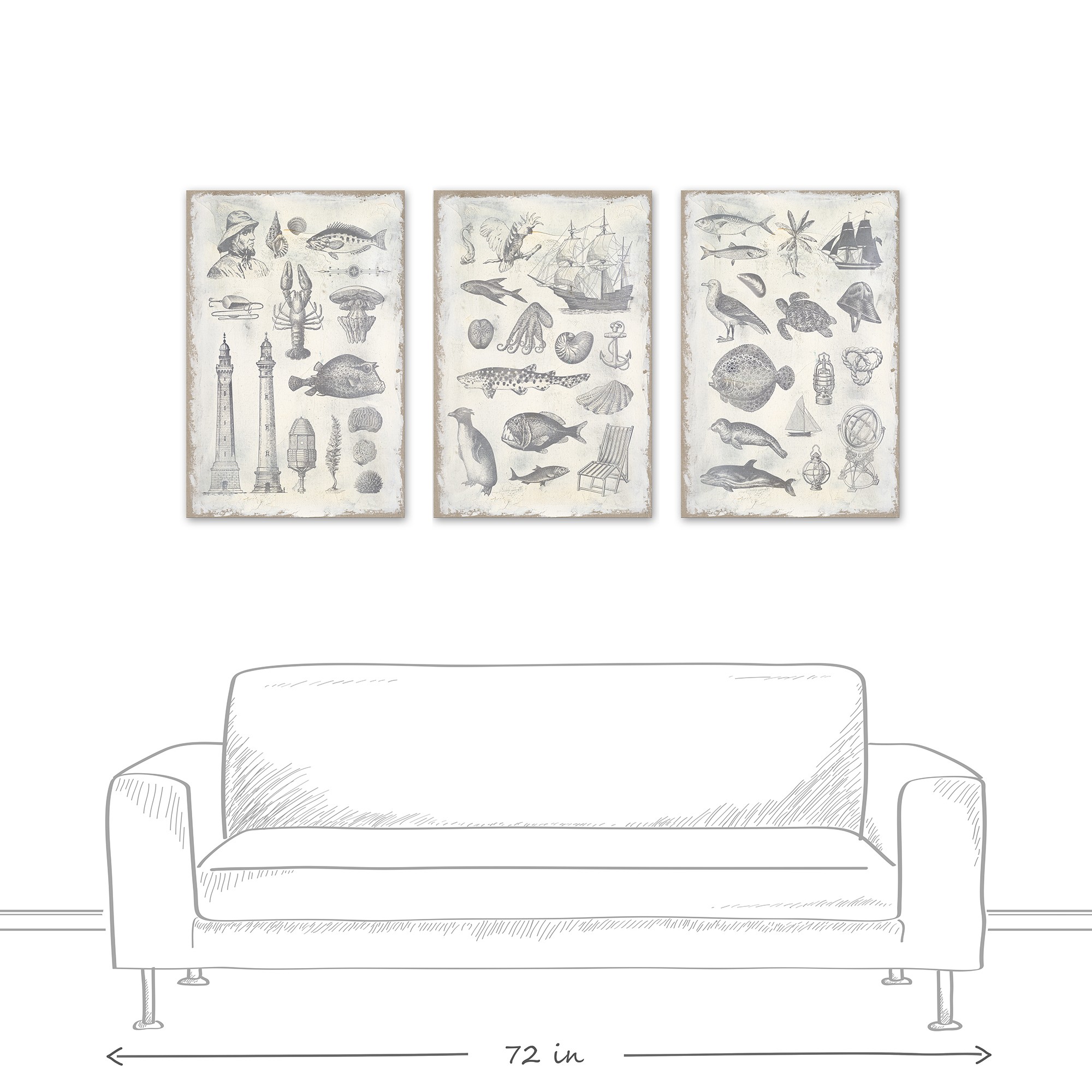 Sea Items Canvas Set