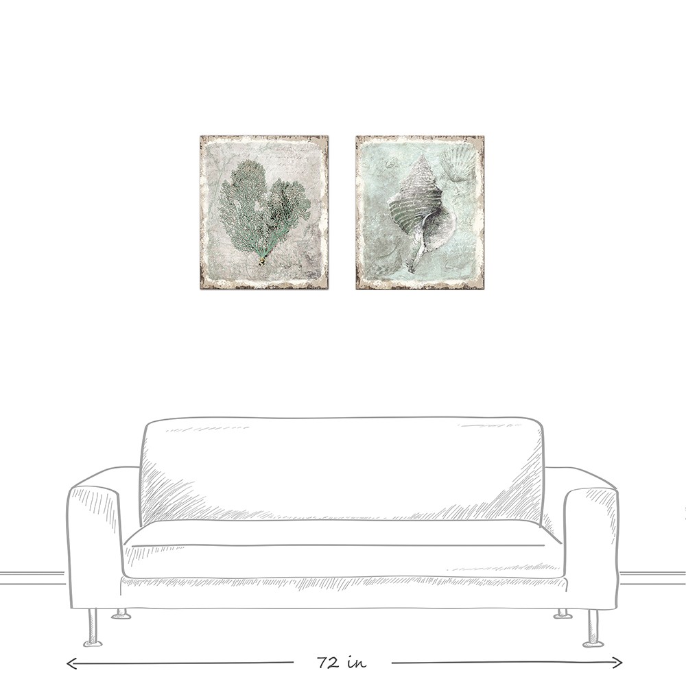 Teal Gray Sea Canvas Set