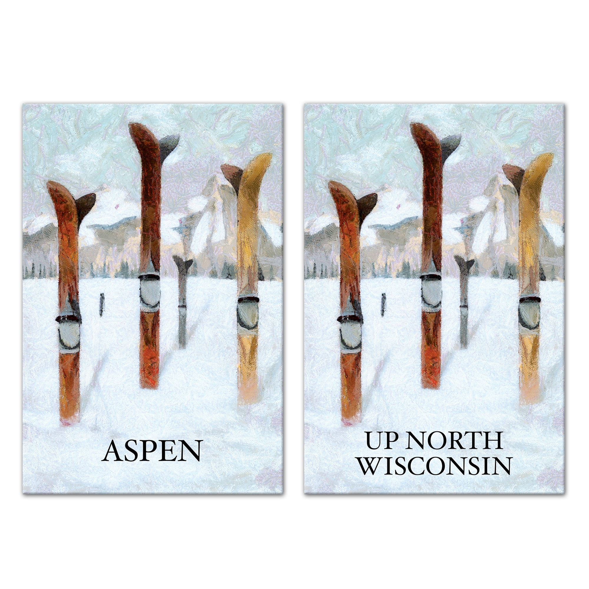 Painterly Ski Scene 24x36 Canvas