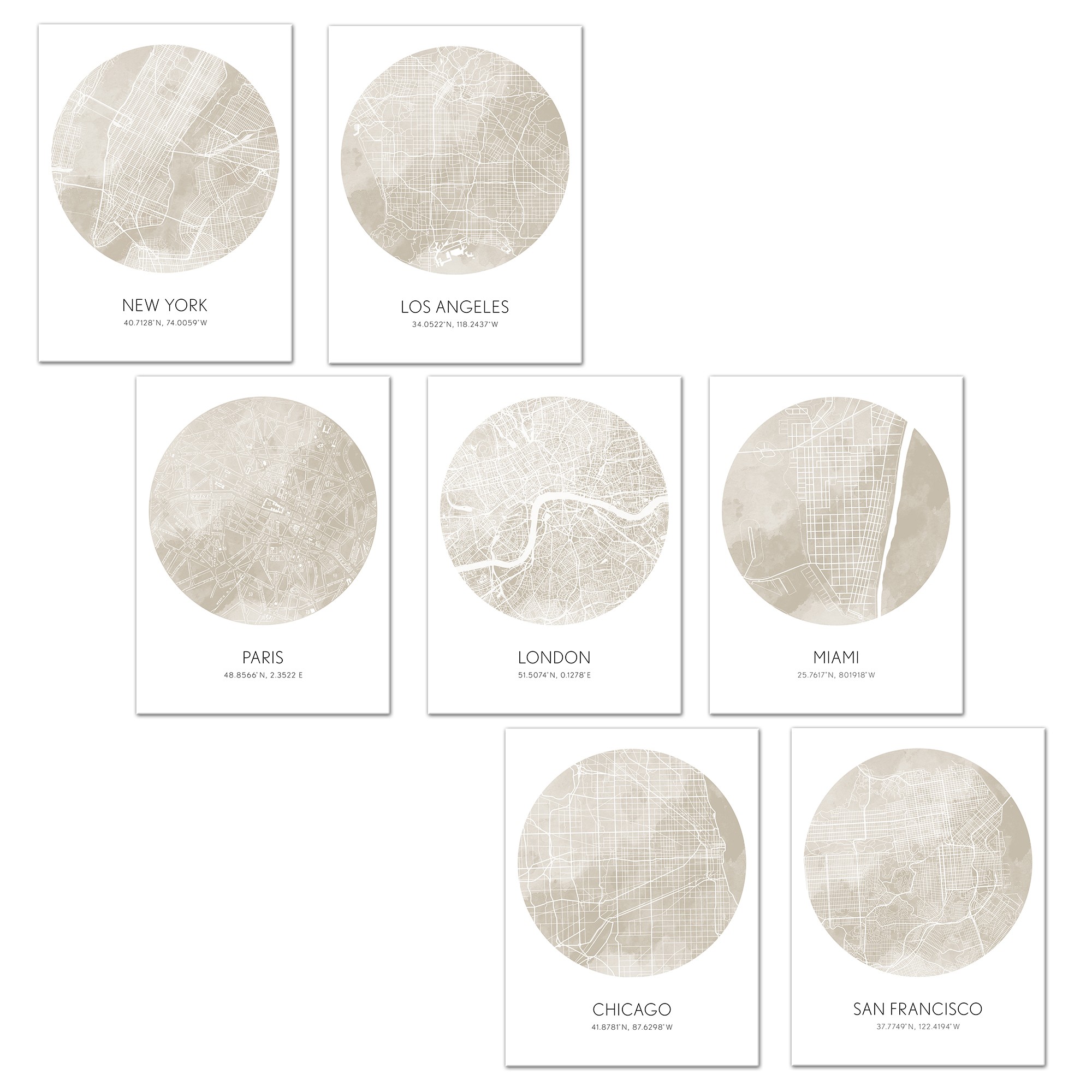City Beige Map 30x40 Canvas