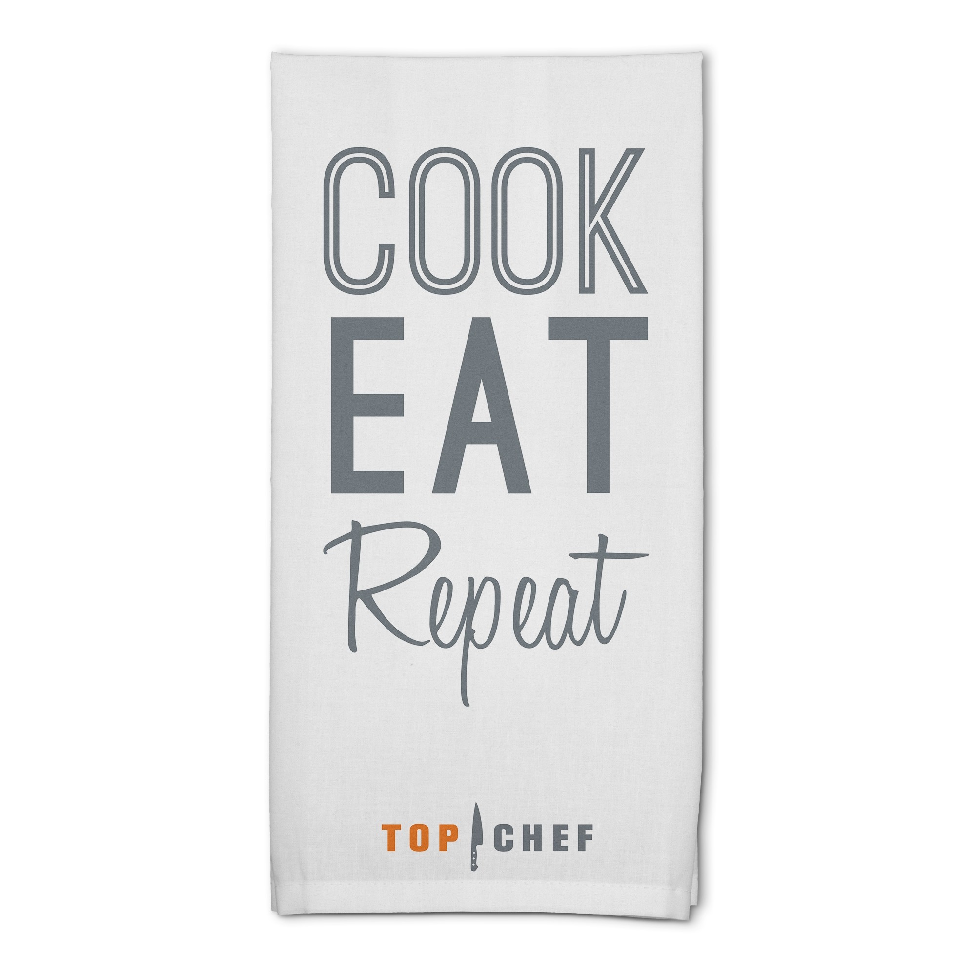 Top Chef Cook Eat Repeat 18x30 Cotton Muslin Tea Towel - Sample