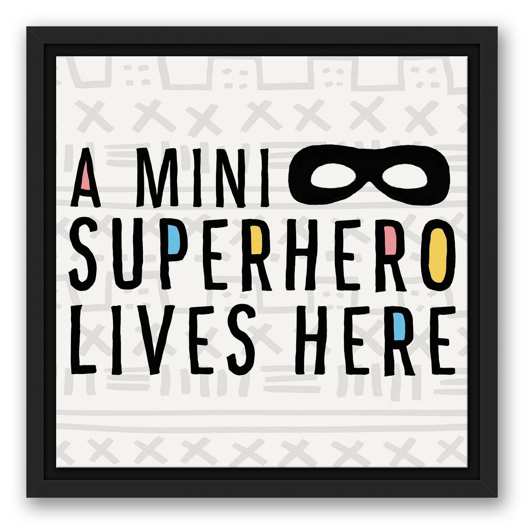 Mini Superhero Residence 12x12 Black Floating Framed Canvas