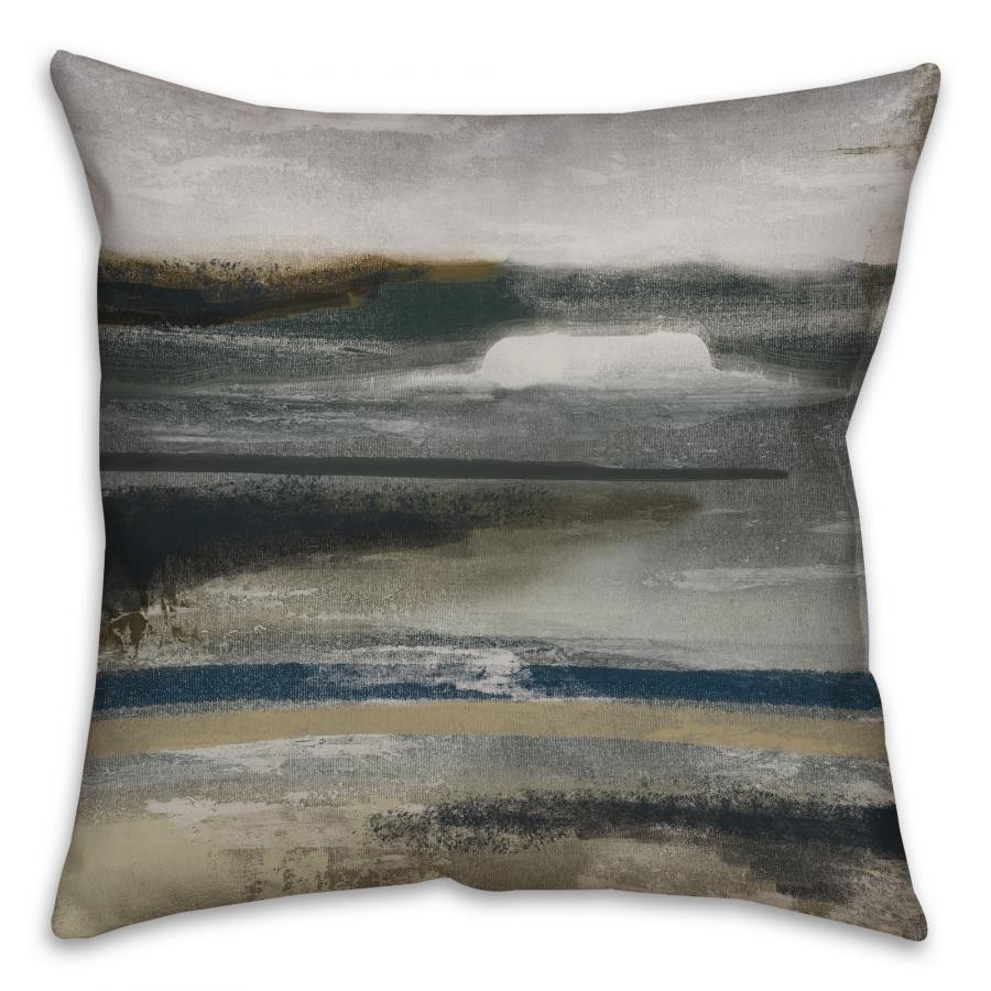 Neutral Abstract Spun Polyester Throw Pillow