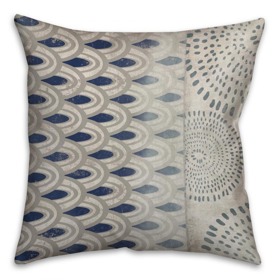 Navy Patterns Spun Polyester Throw Pillow