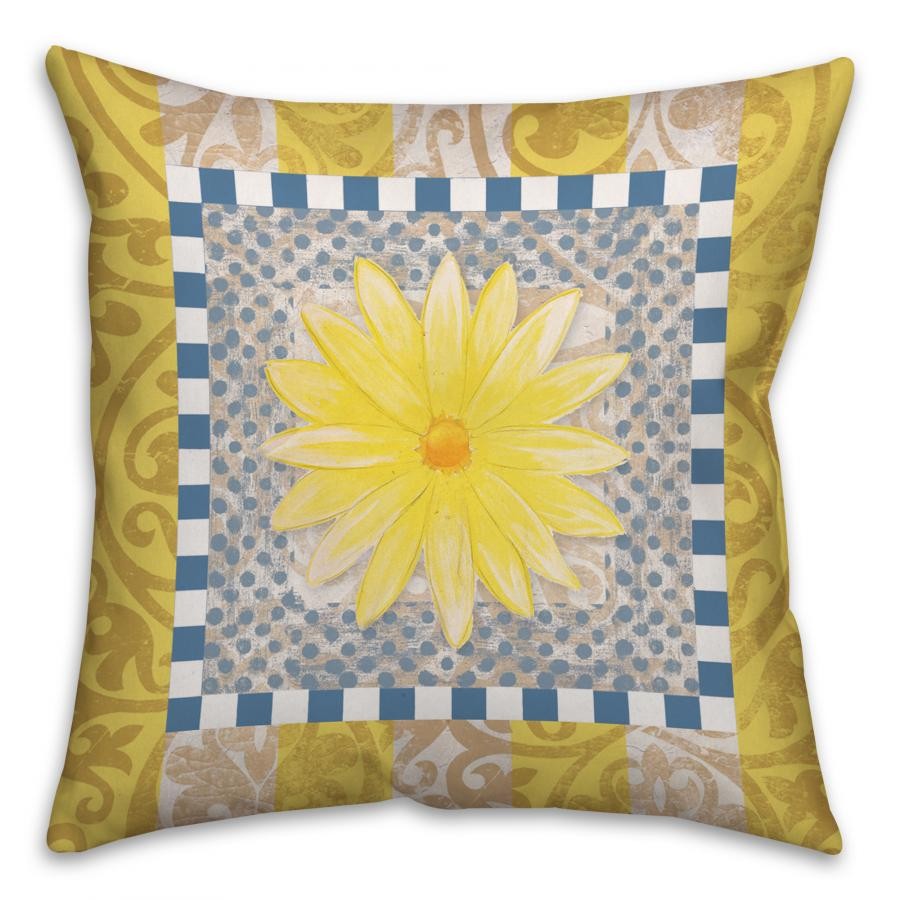 Daisy Collage Spun Polyester Throw Pillow