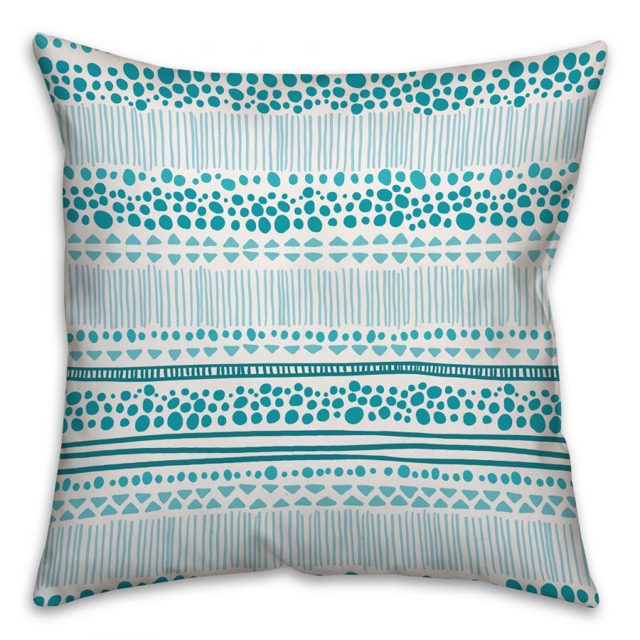 Cyan Tribal Spun Polyester Throw Pillow