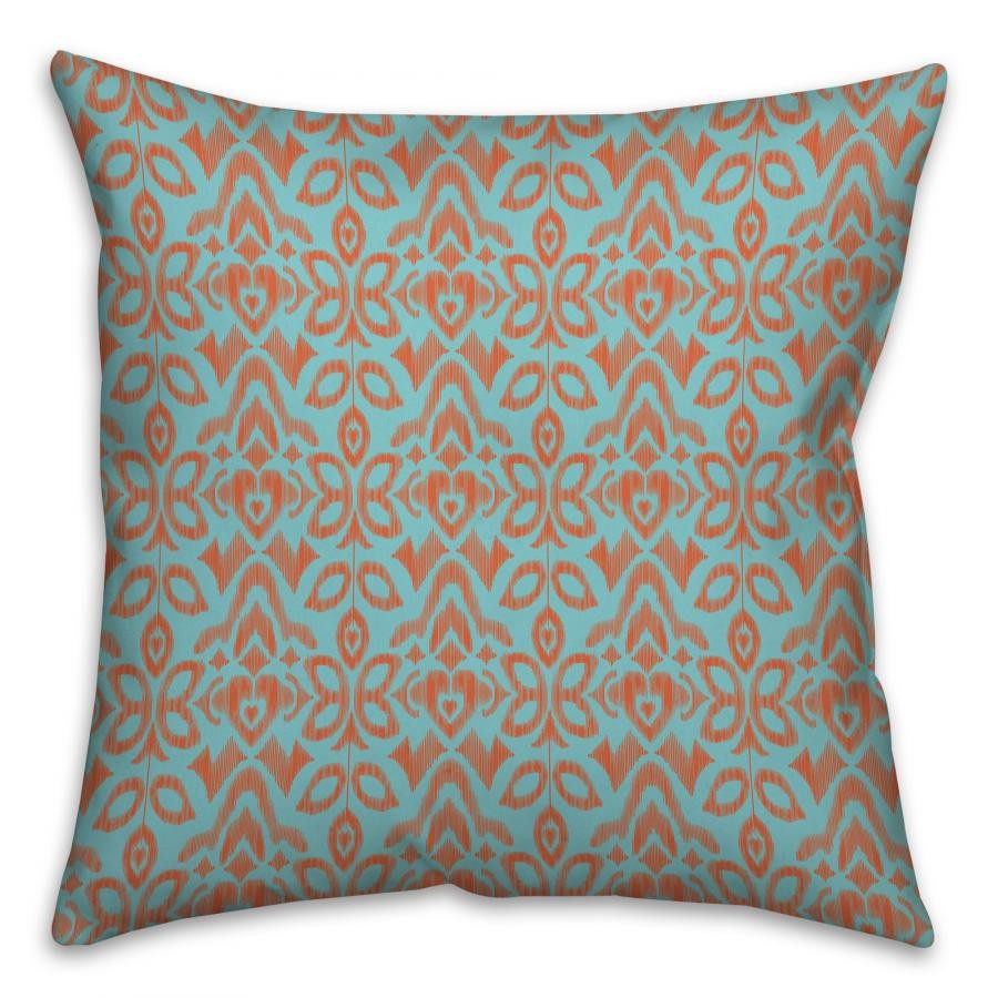 Tribal Orange Ikat Spun Polyester Throw Pillow