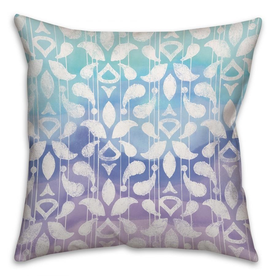 Cool Blues Watercolor Spun Polyester Throw Pillow