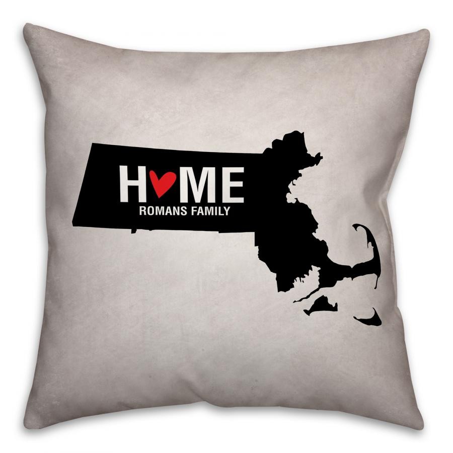 Massachusetts State Pride Spun Polyester Throw Pillow -18x18