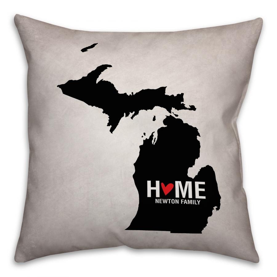 Michigan State Pride Spun Polyester Throw Pillow -18x18