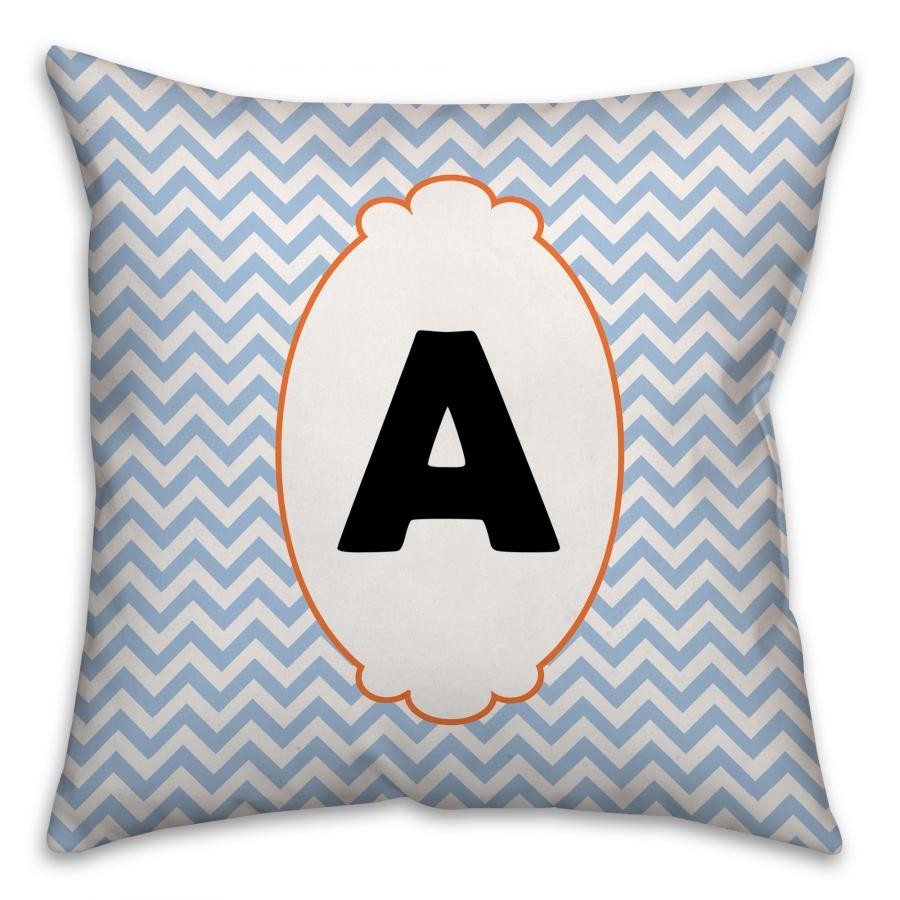 Border Of Chevron Monogram Spun Polyester Throw Pillow -18x18