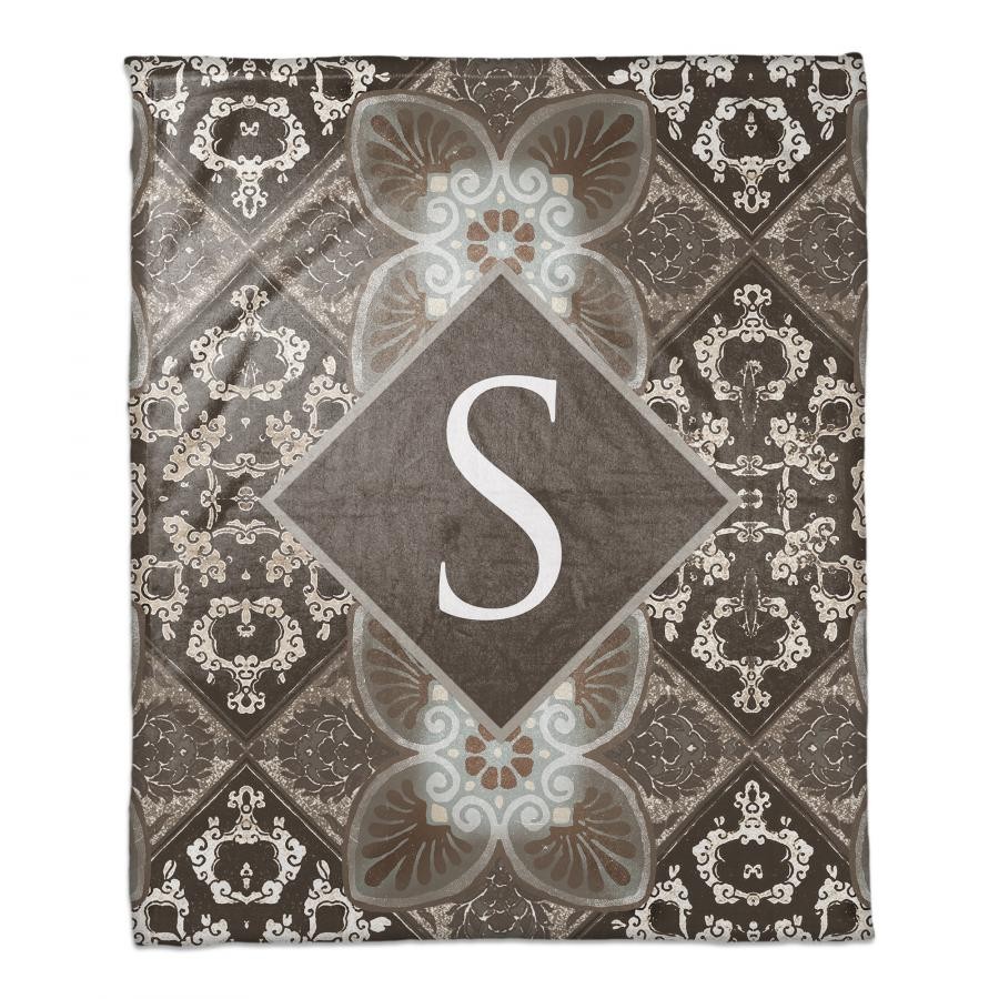 Dark Taupe Personalized Monogram Coral Fleece Blanket – 50”x60”