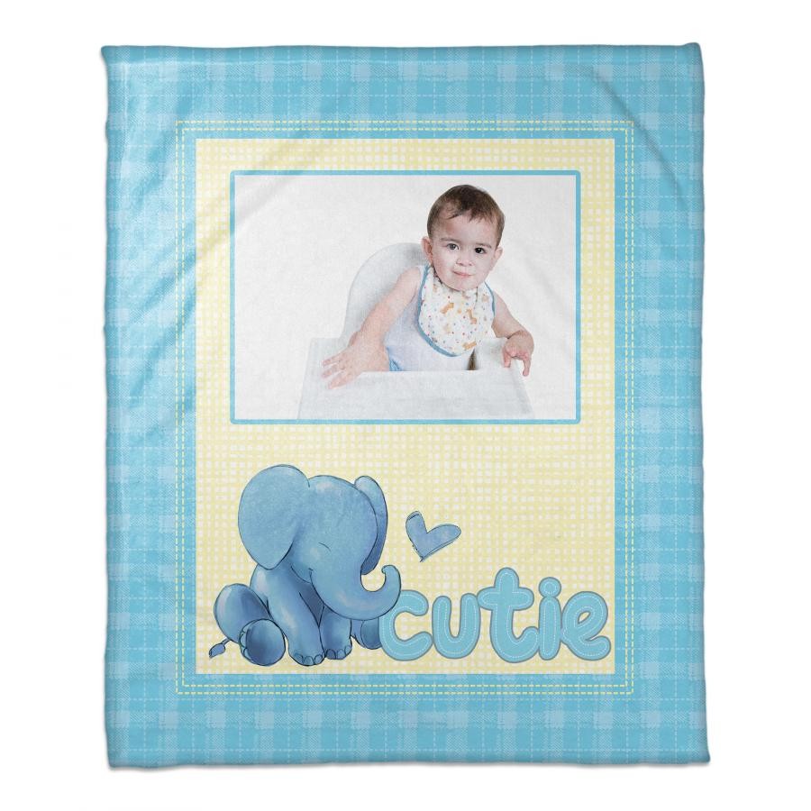 Cutie Elephant Personalized Coral Fleece Blanket – 50”x60”