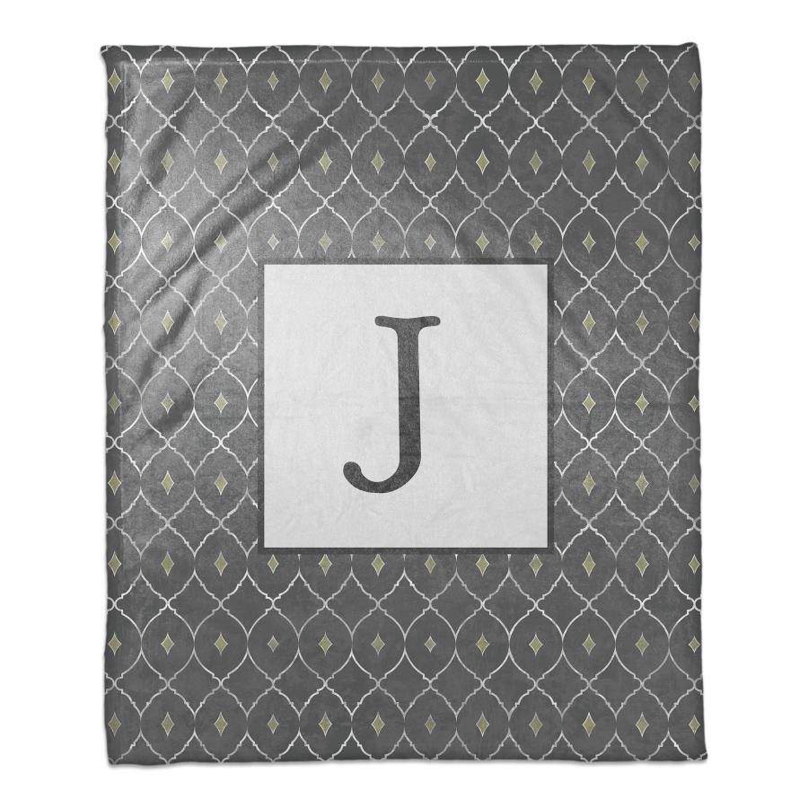 Cool Geo Trend Personalized Monogram Coral Fleece Blanket – 50x60