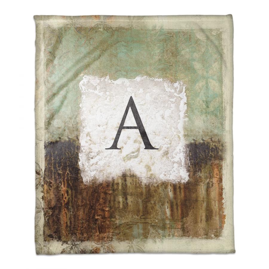 Earth Toned Personalized Monogram Coral Fleece Blanket – 50”x60”