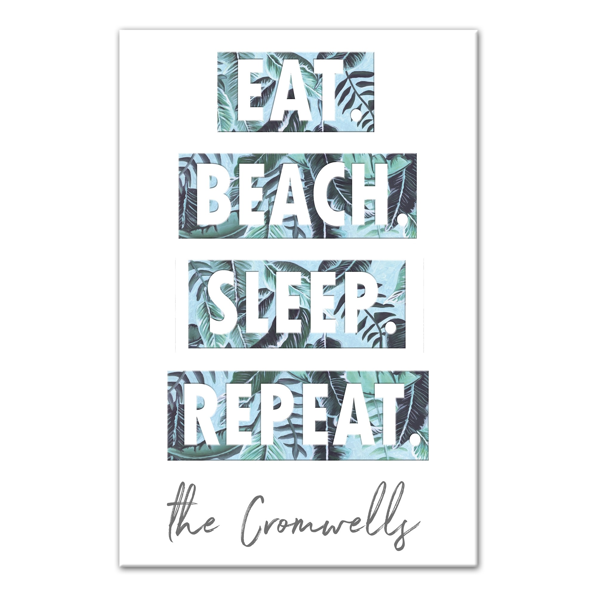 Personalized Name Eat Beach Sleep Repeat Canvas Print
