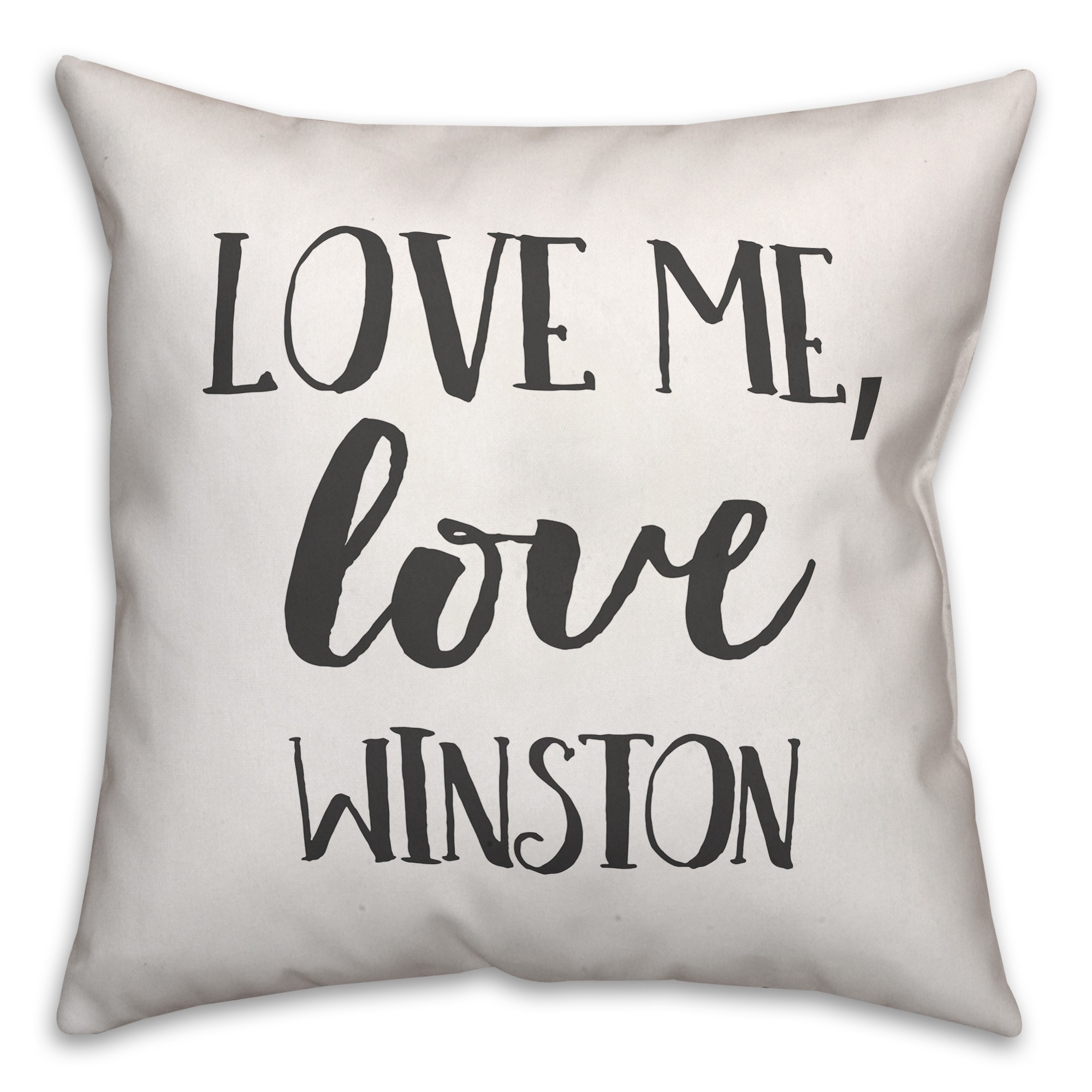 Personalized Dog Name Love Me 18x18 Personalized Spun Poly Pillow