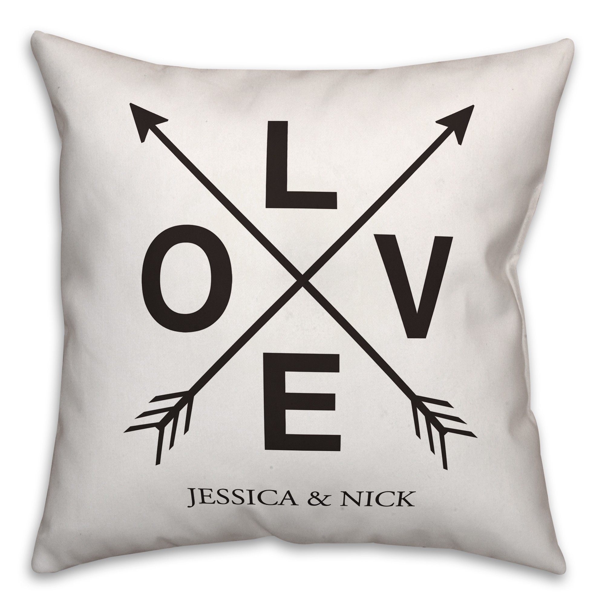 Personalized Name Love with Arrows 18x18 Personalized Spun Poly Pillow