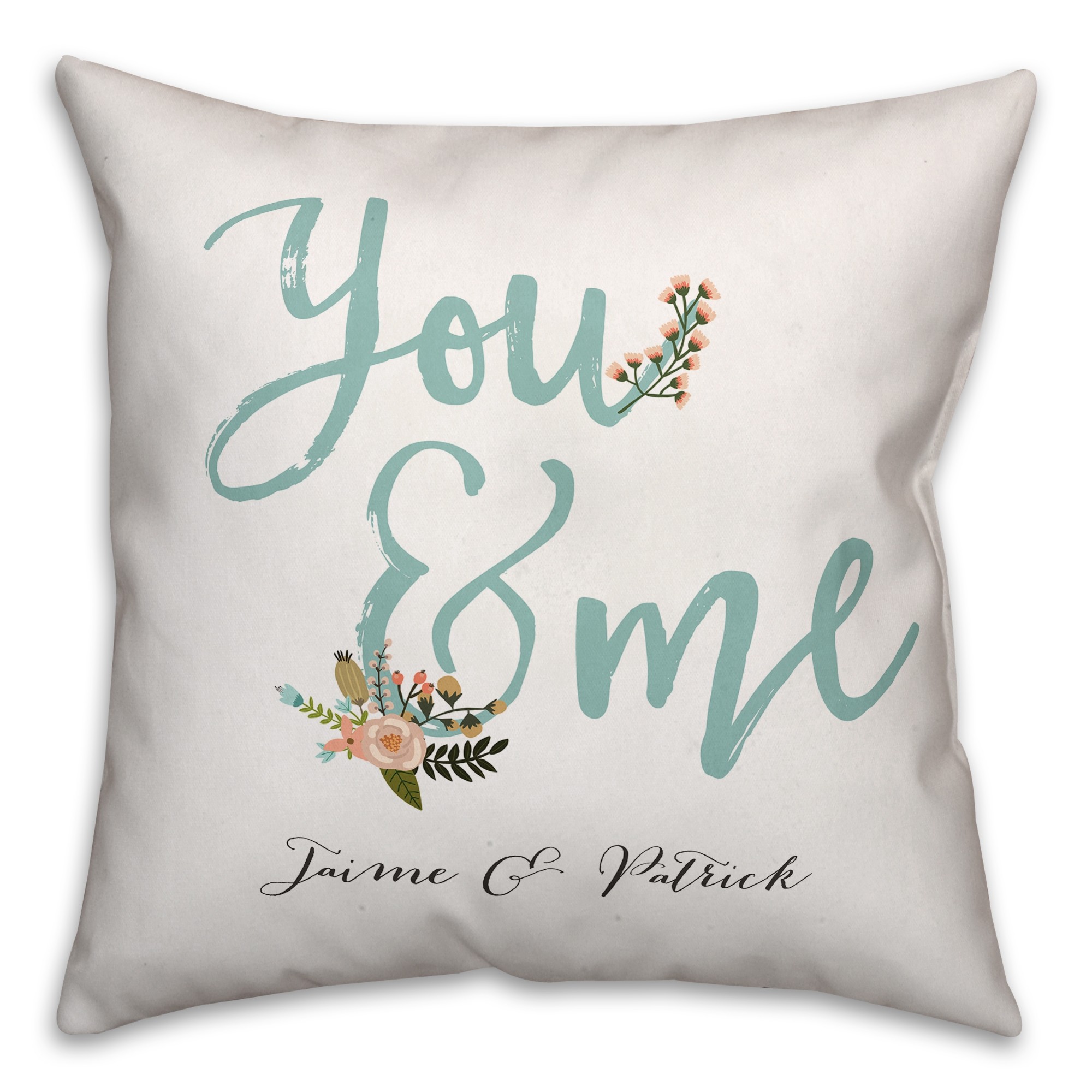 Personalized Name You & Me 18x18 Personalized Spun Poly Pillow