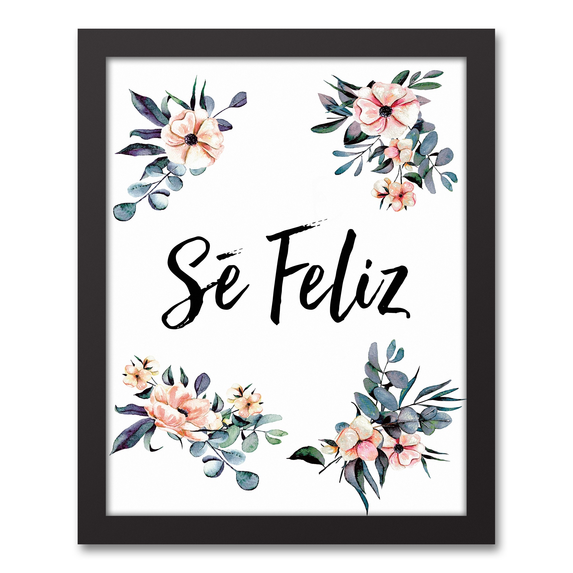 Se Feliz 11x14 Black Framed Canvas