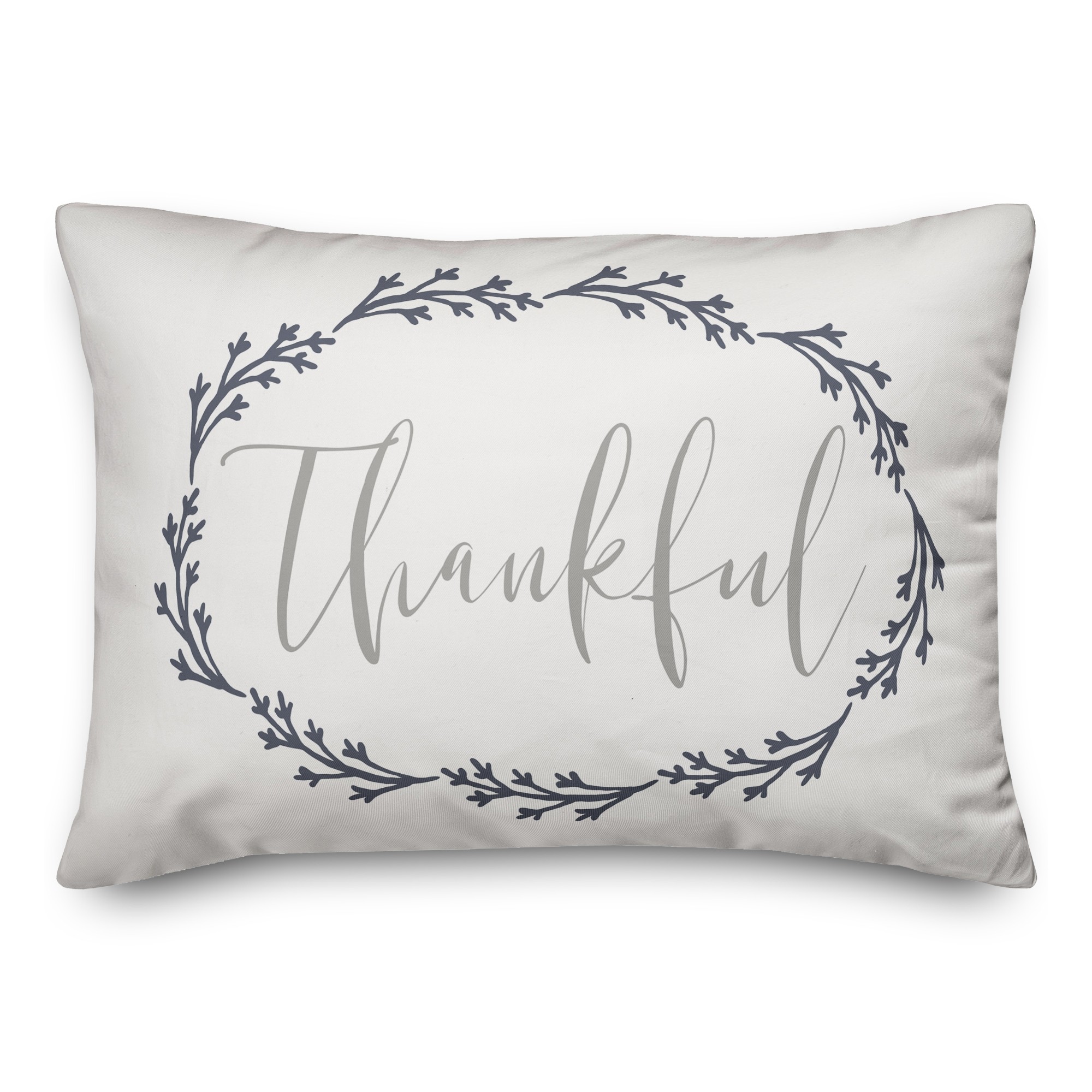 Thankful Blue Wreath 14x20 Spun Poly Pillow
