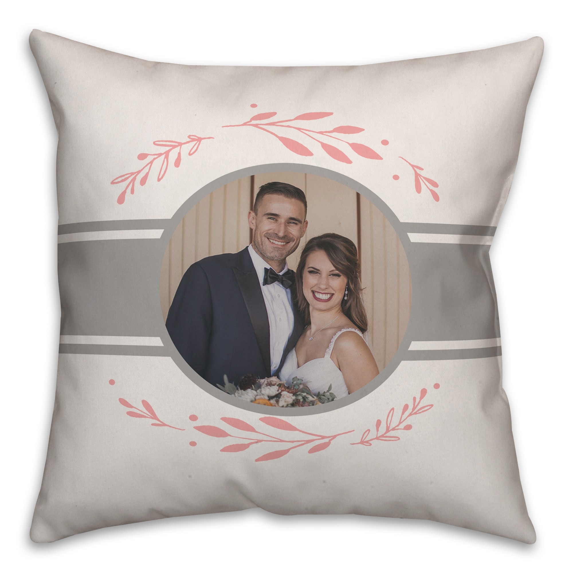Simple Gray Band 18x18 Personalized Spun Poly Pillow