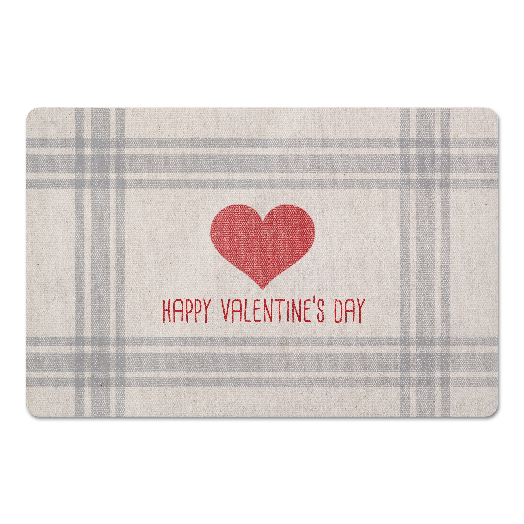 Plaid Valentine's Day Heart 27x18 Floor Mat