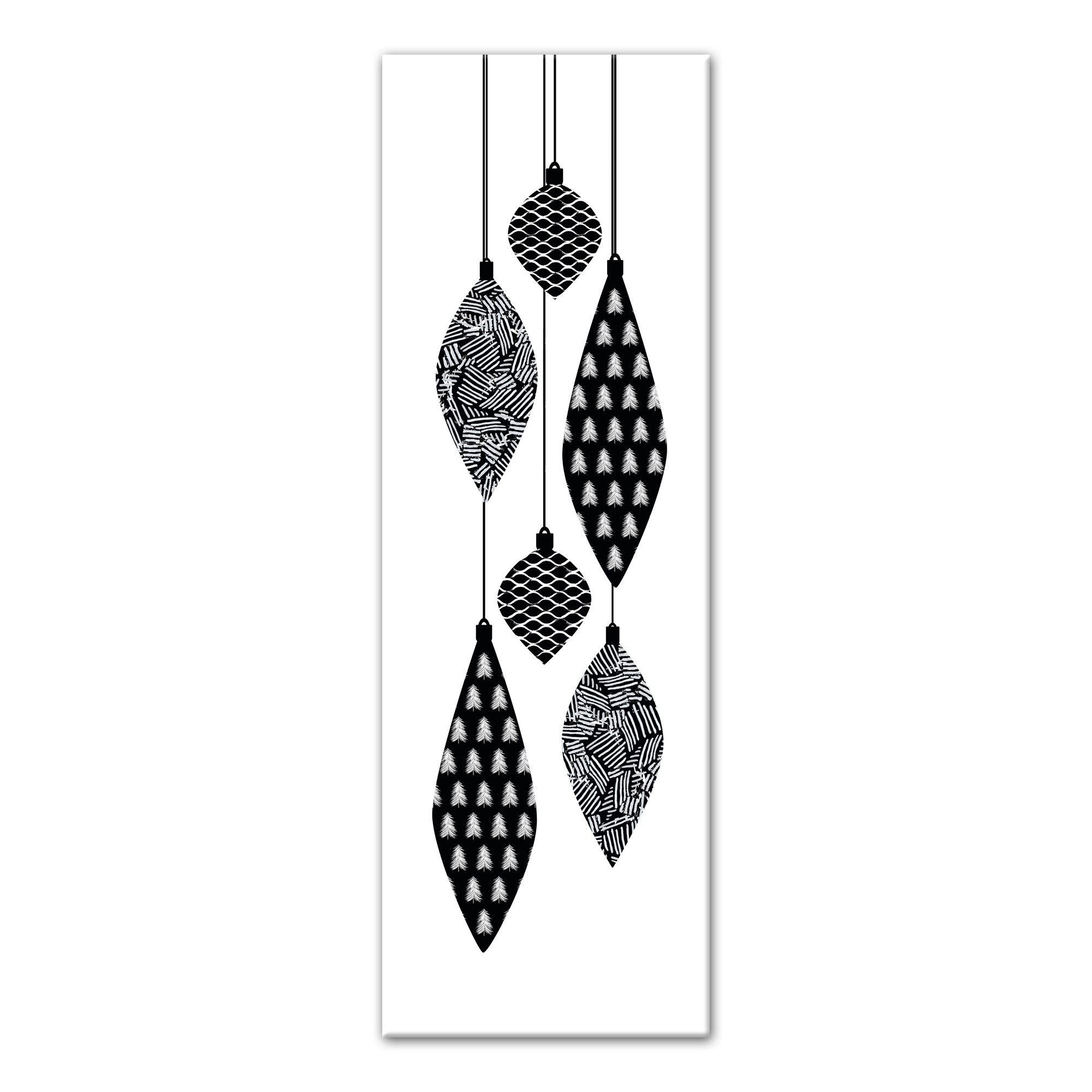 Patterned Hanging Ornaments 12x36 Canvas Wall Art